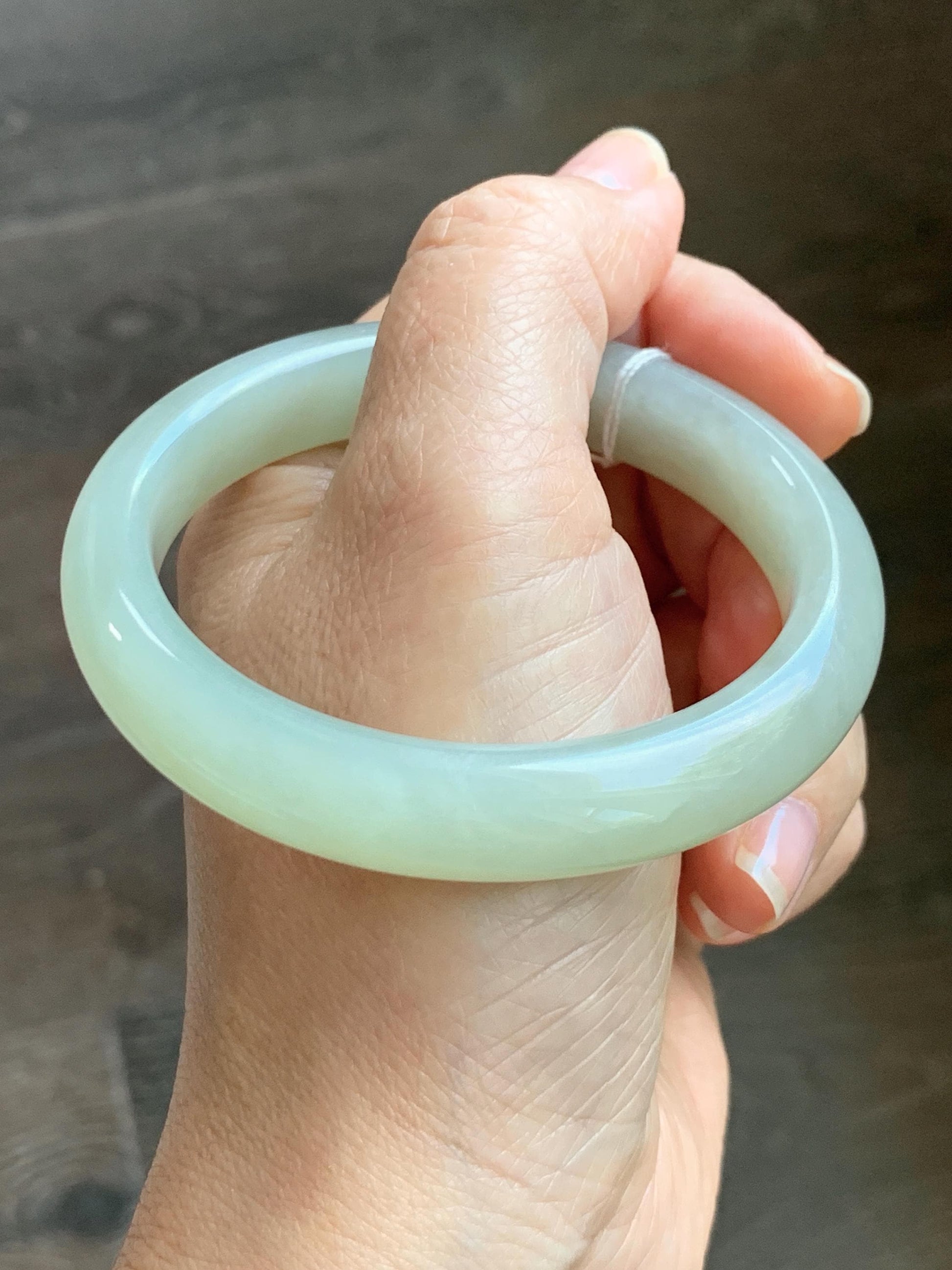 Certified Natural Nephrite Jade Translucent Dusty Dark Beige Bangle Bracelet 55.95mm 6.9” 67g 天然和田玉暗冰糖色手镯 064