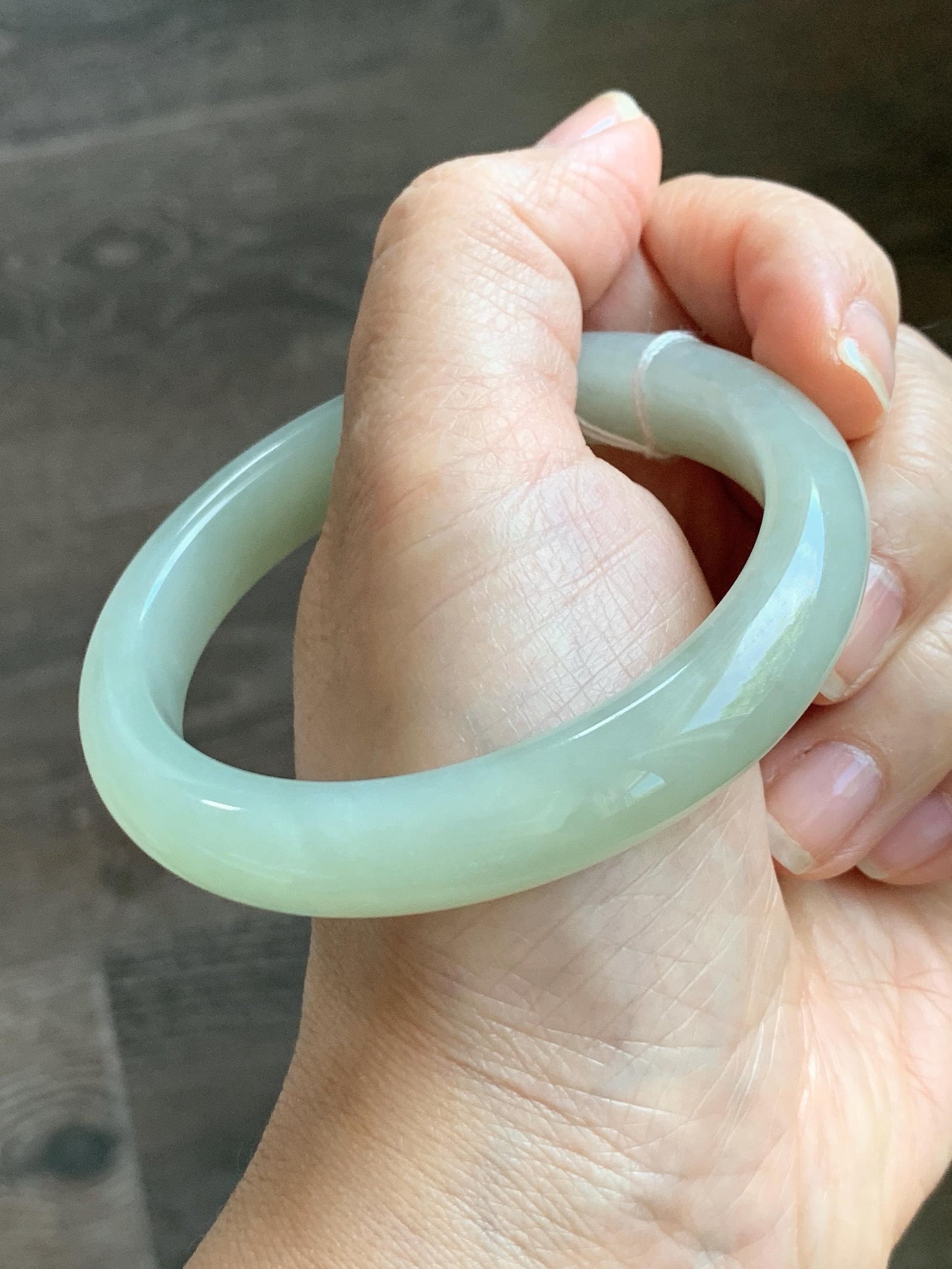 Certified Natural Nephrite Jade Translucent Dusty Dark Beige Bangle Bracelet 55.95mm 6.9” 67g 天然和田玉暗冰糖色手镯 064
