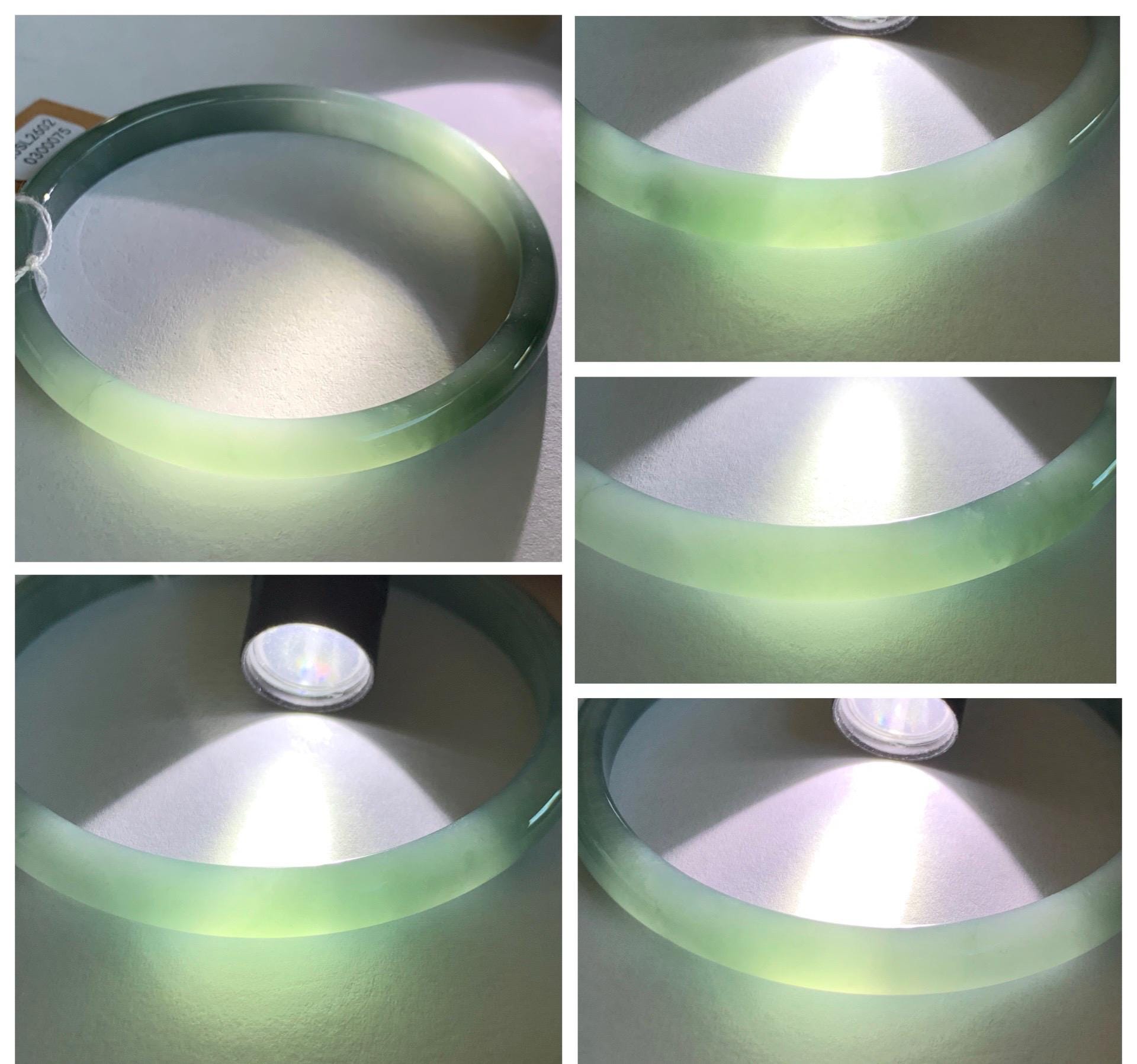 Certified Natural Grade A Guatemalan Icy Translucent Dark Dusty Teal & Green Marbled Jade Jadeite Bangle 61.69mm 7.62” 天然冰危蓝绿飘花翡翠手镯 075