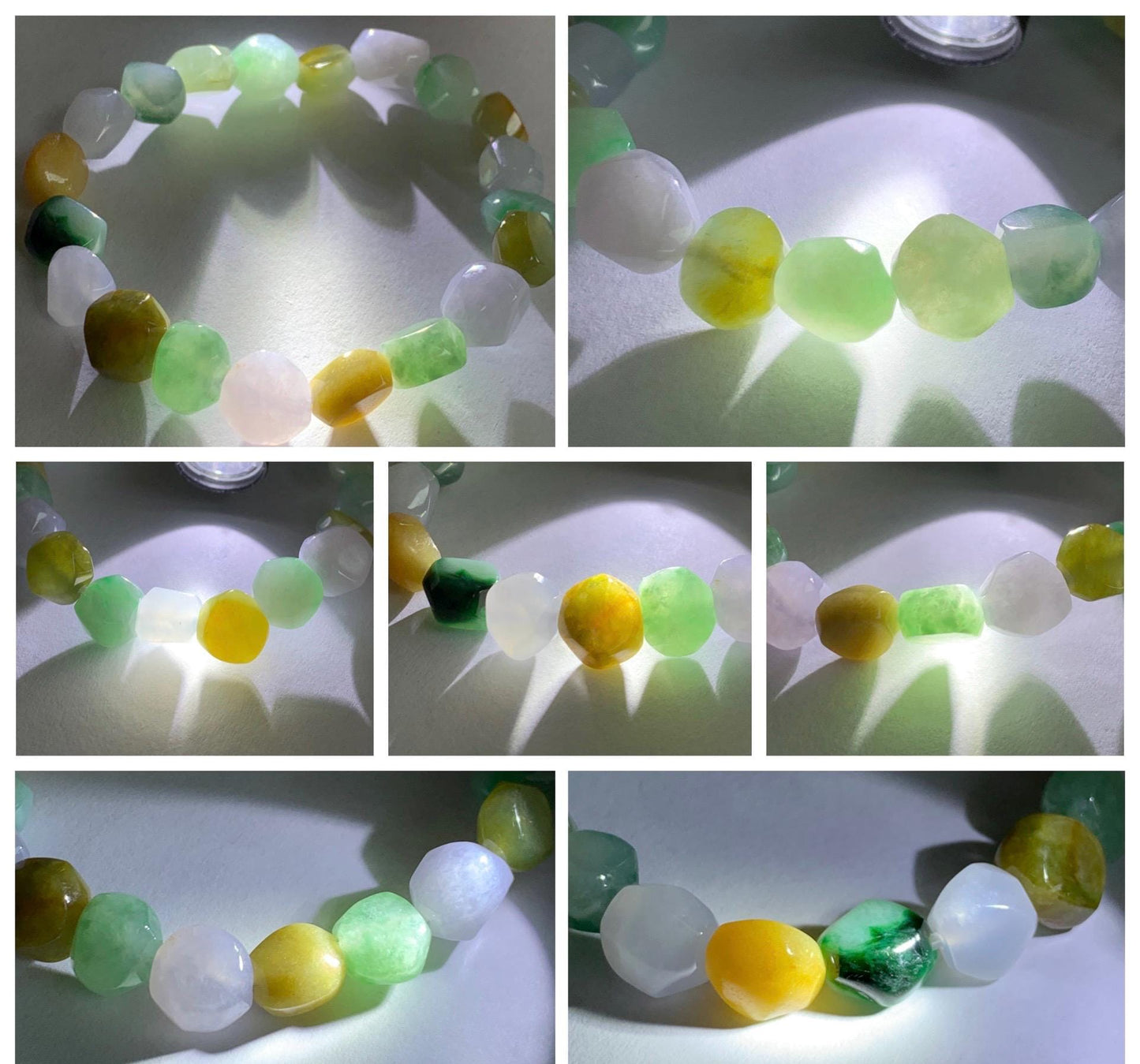 Certified Natural Grade A Icy Translucent Multicolored Jade Jadeite Nugget Rock Candy Beads Beaded Bracelet 7” 25g 天然冰胶多宝翡翠糖果珠手串 091