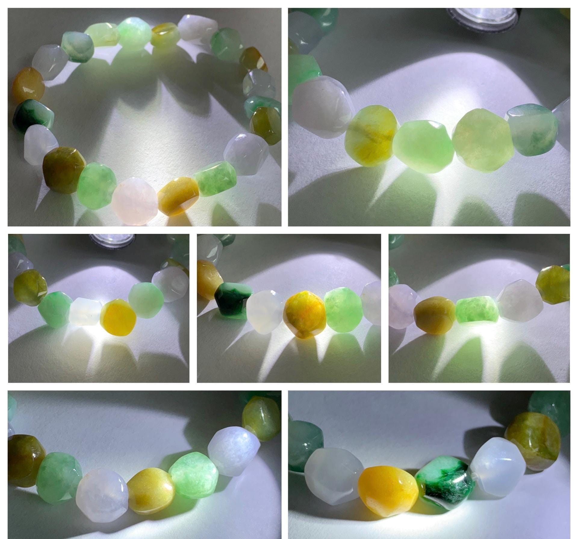 Certified Natural Grade A Icy Translucent Multicolored Jade Jadeite Nugget Rock Candy Beads Beaded Bracelet 7” 25g 天然冰胶多宝翡翠糖果珠手串 091