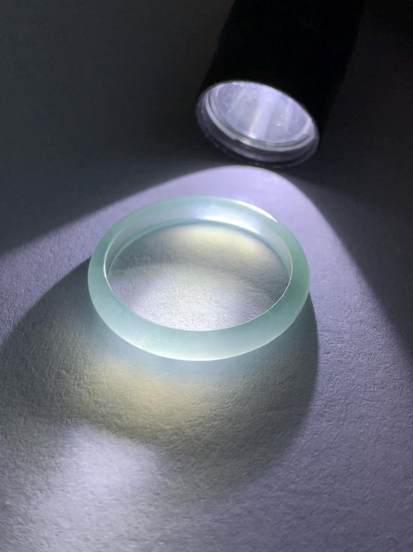 Natural Grade A Guatemalan Icy Highly Translucent Pastel Blue Jade Jadeite Band Ring Size 8.75 US 天然冰危淡蓝起光翡翠戒圈 XWL55B