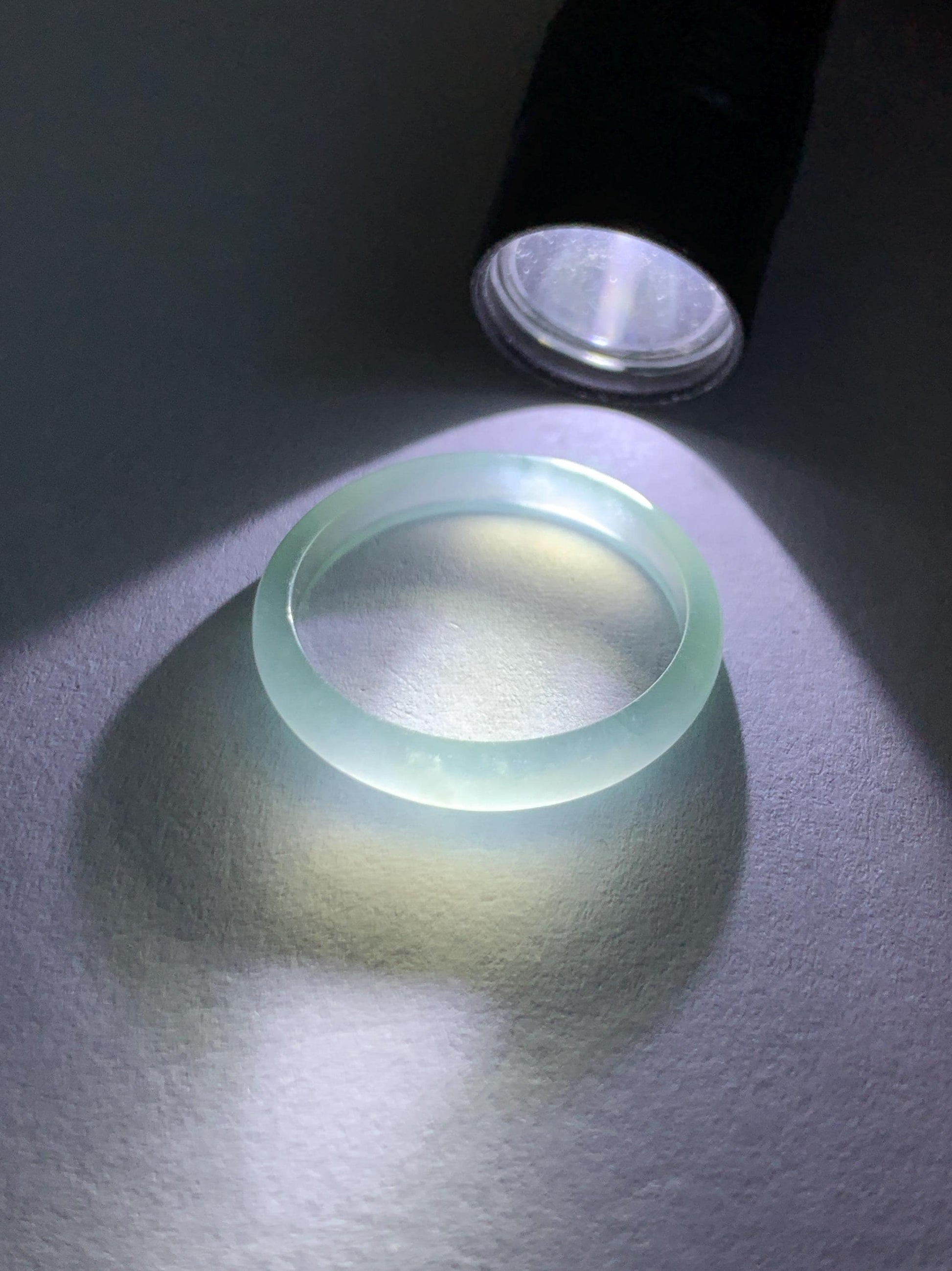 Natural Grade A Guatemalan Icy Highly Translucent Pastel Blue Jade Jadeite Band Ring Size 8.75 US 天然冰危淡蓝起光翡翠戒圈 XWL55B