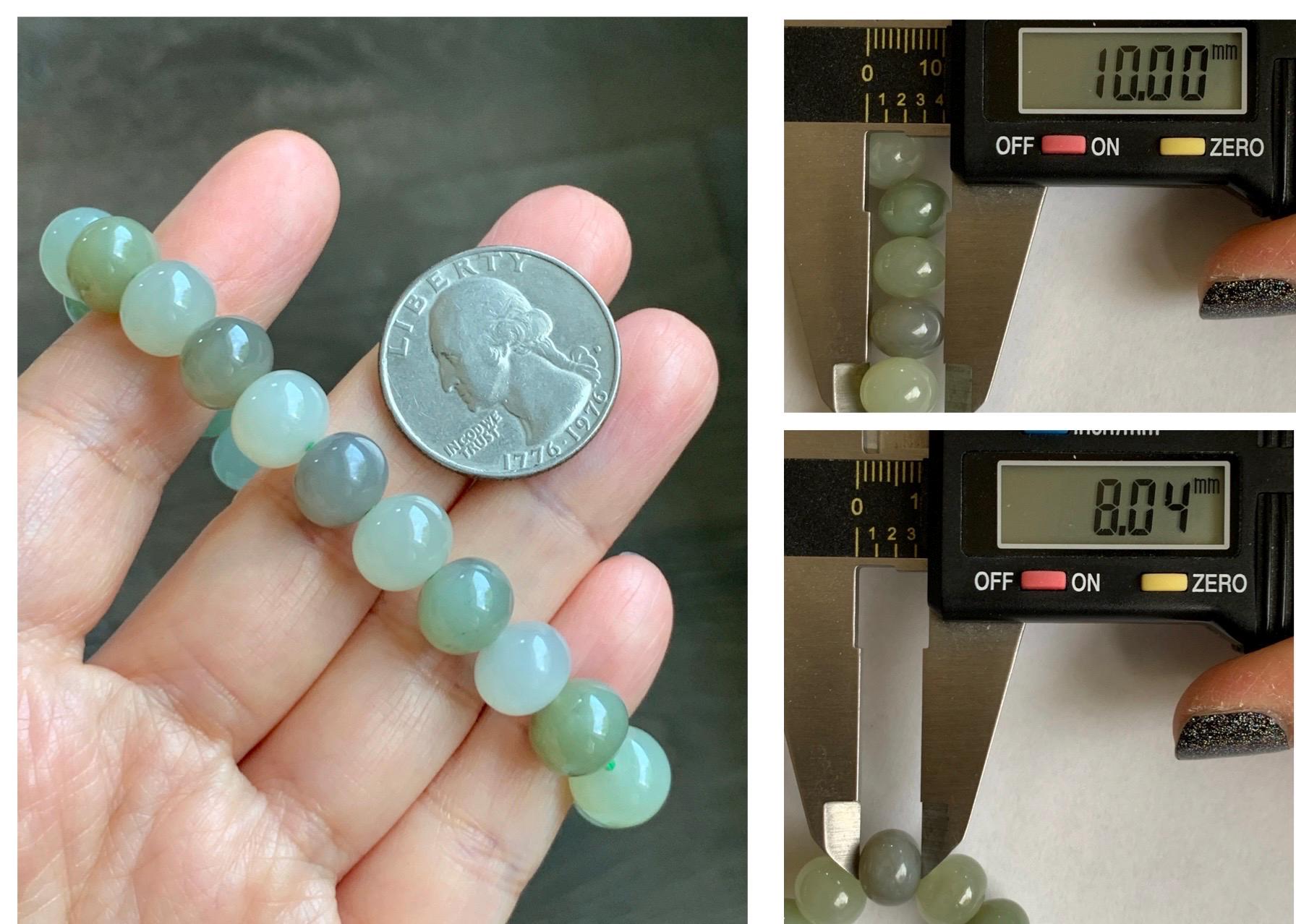 Natural Nephrite Jade Multicolored Translucent Large Drum Beads Beaded Bracelet Stretchy 6.75” 28g 天然和田玉多宝鼓珠手串 HTDB220