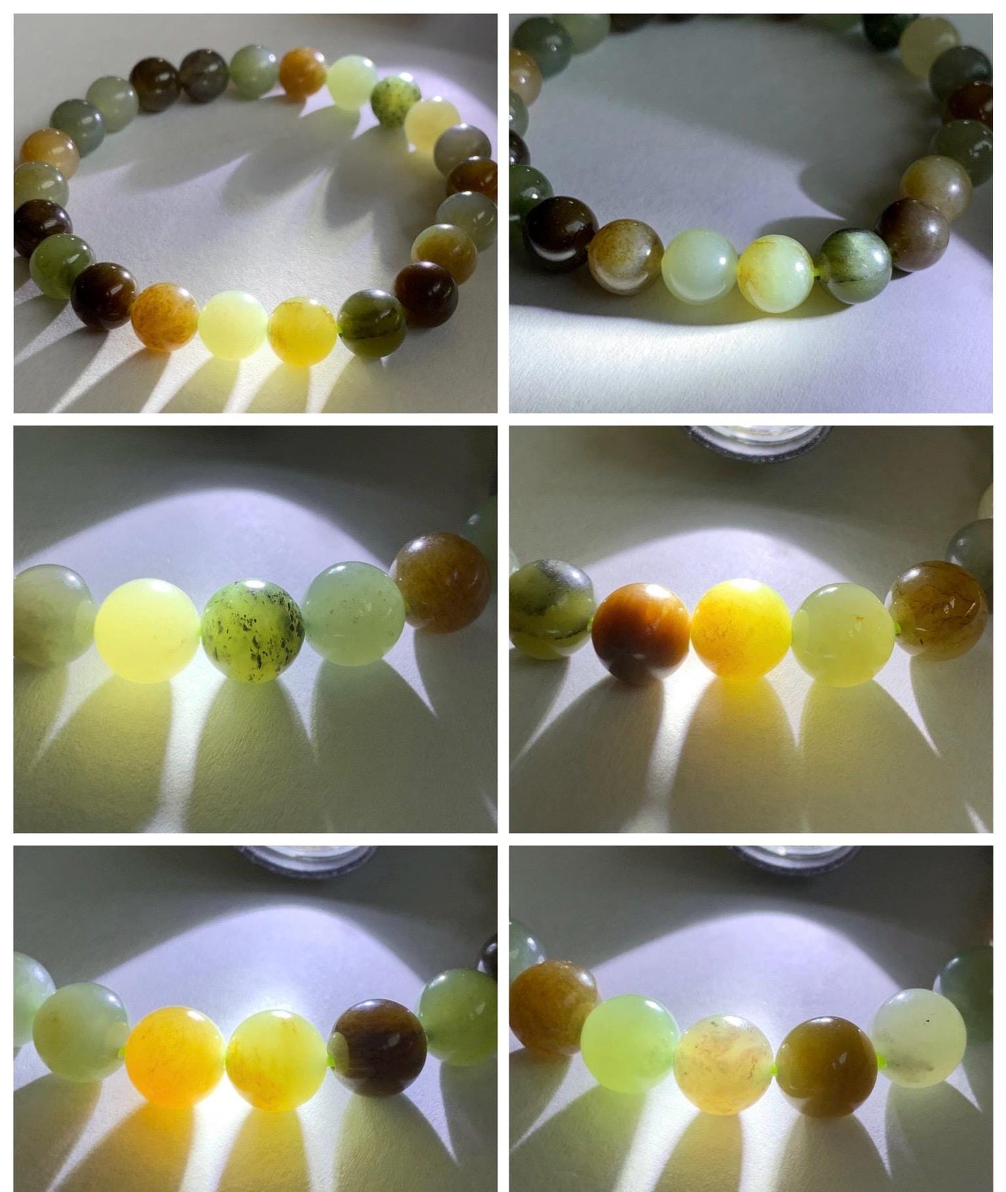 Natural Nephrite Jade Multicolored Translucent Round Beads Beaded Bracelet Stretchy 8mm 6.75” 18g 天然和田玉多宝圆珠手串 HTXDB98