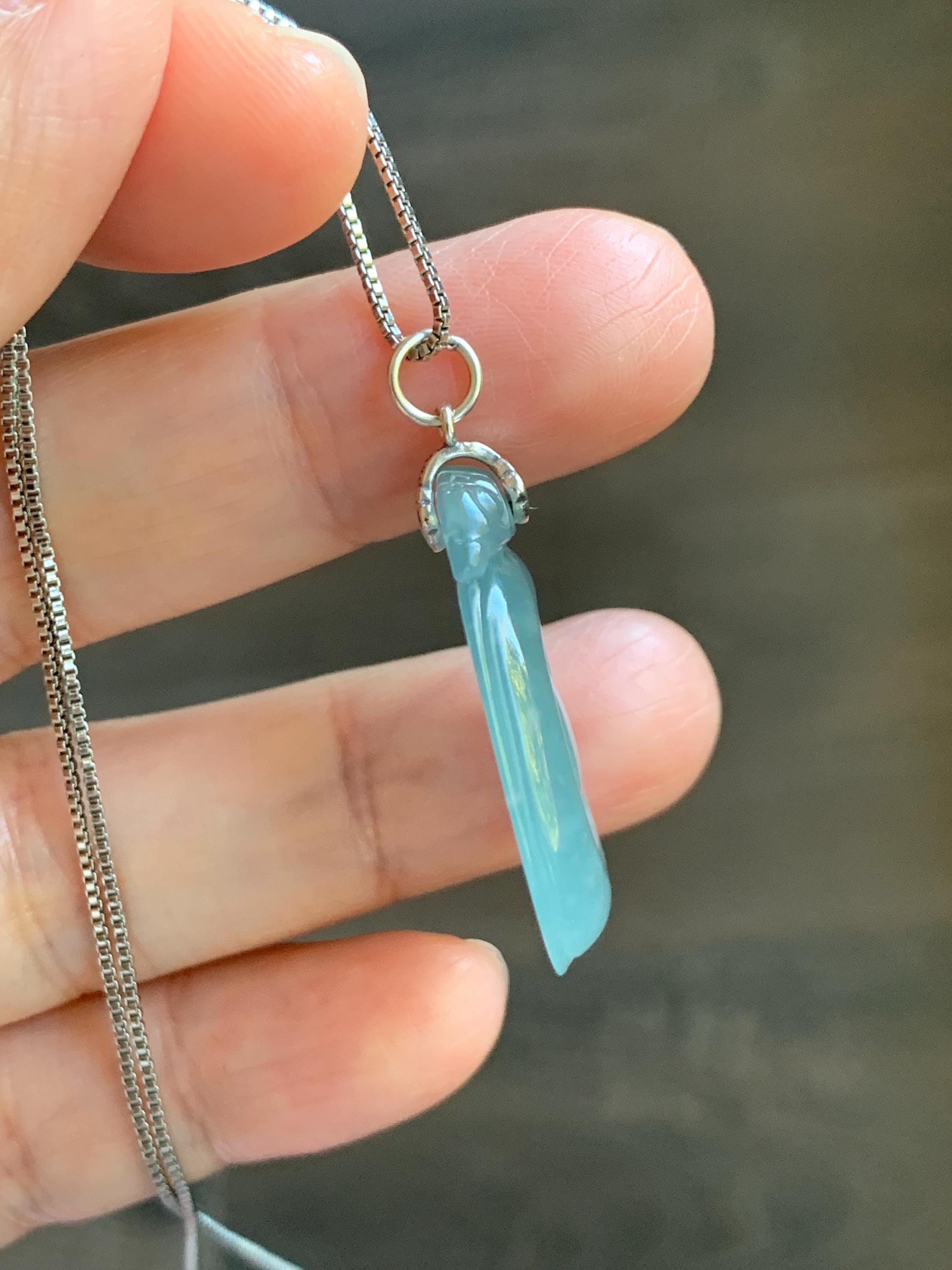 Natural Grade A Guatemalan Icy Highly Translucent Pastel Green Jade Jadeite Lucky Coin Fu Bei Pendant Sterling Silver 天然冰危老种晴底翡翠福贝吊坠 FBW68A