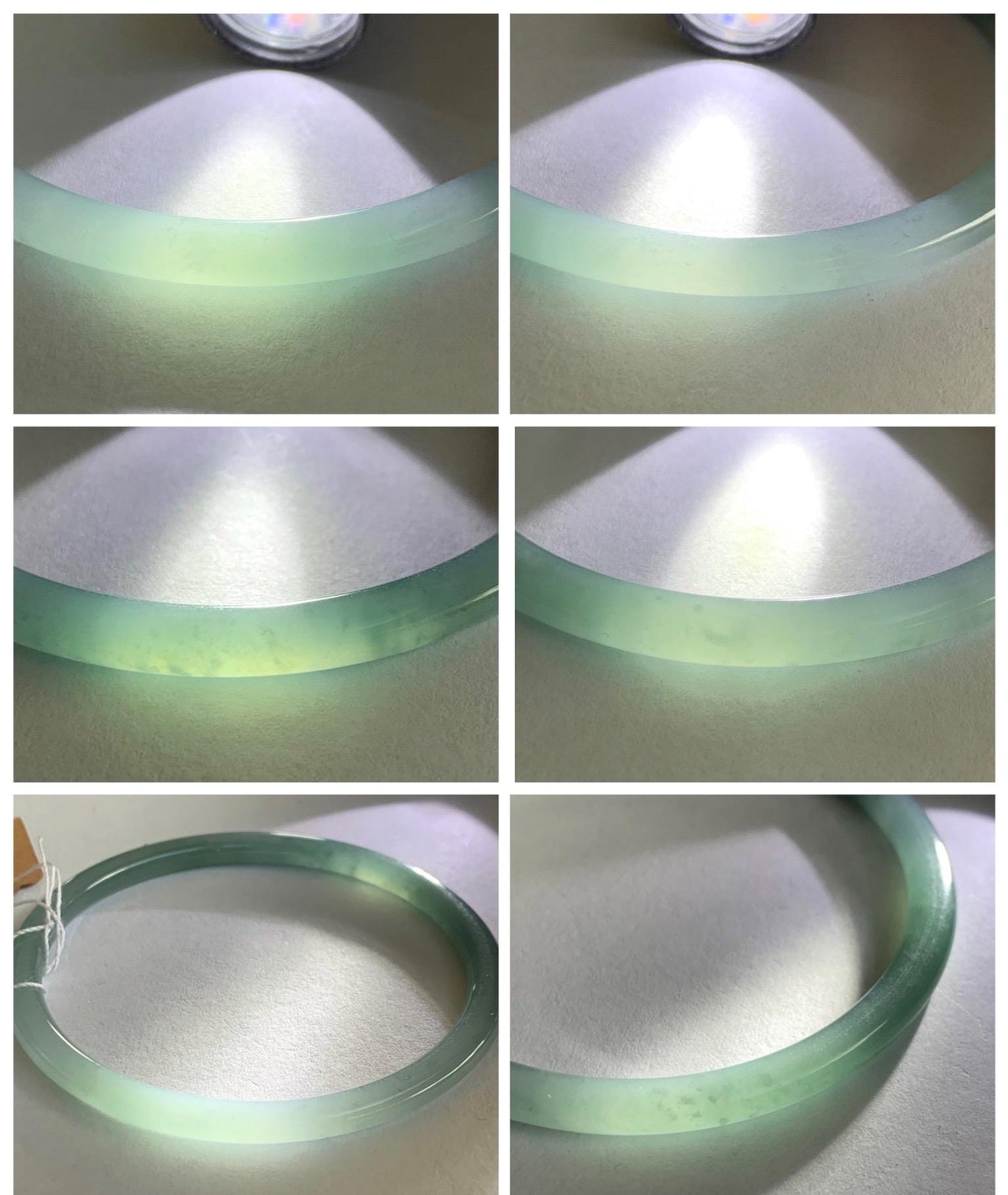 Certified Natural Grade A Guatemalan Icy Translucent Light Dusty Teal Blue Jade Jadeite Bangle Bracelet 57.6mm 7.12" 天然冰危浅蓝绿翡翠圆条手镯 078