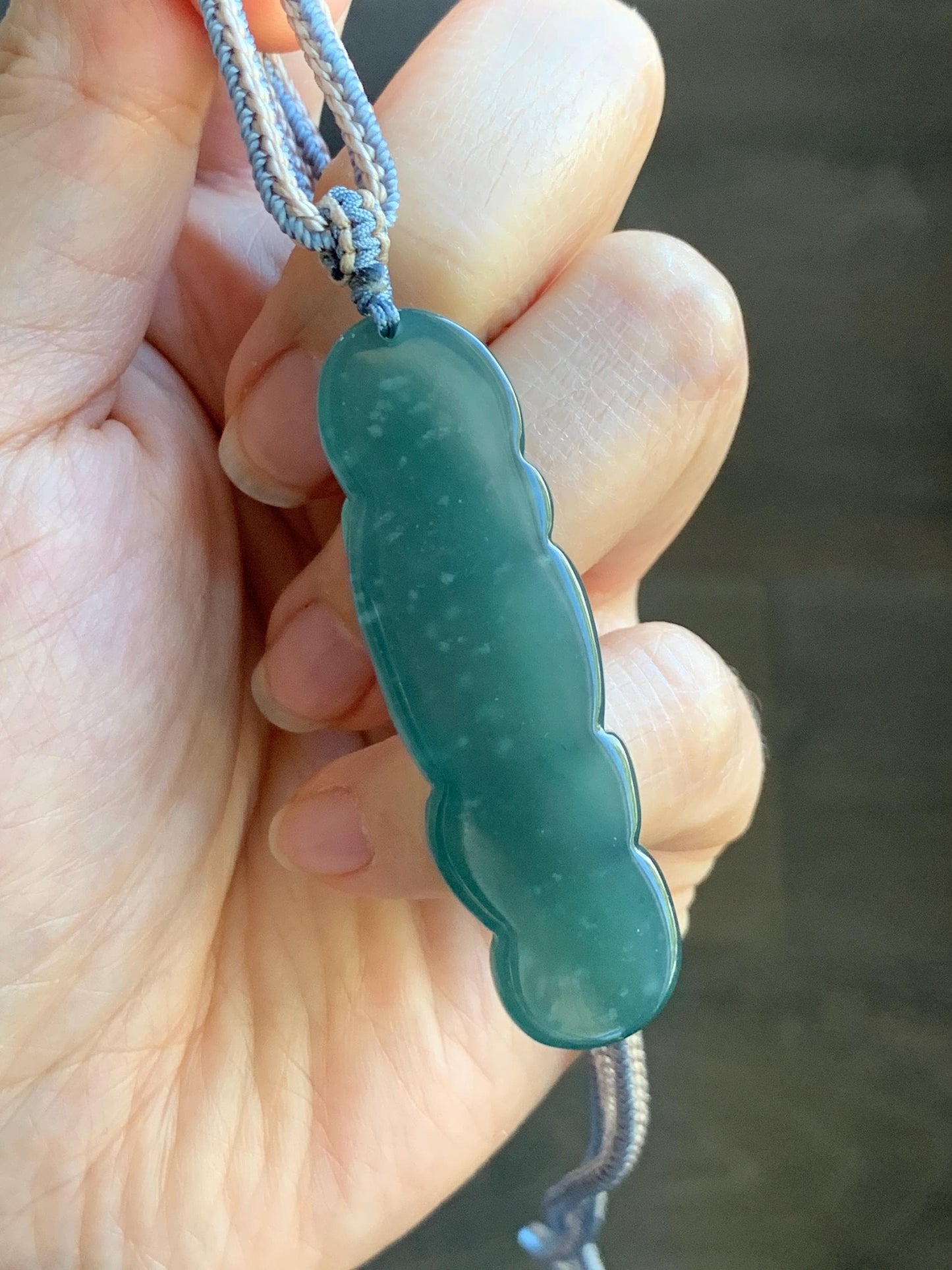Natural Grade A Guatemalan Icy Translucent Dark Teal Blue Jade Jadeite Fairy Fox Pendant Rope Necklace 27.5” Adjustable 天然冰危深蓝翡翠狐仙吊坠 WHX205