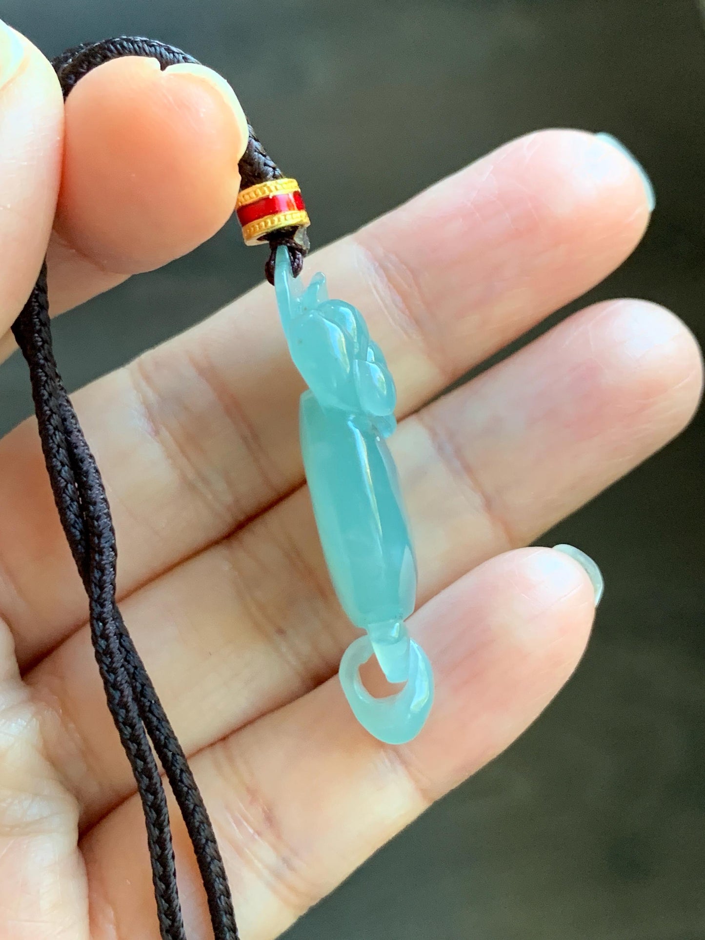 Natural Grade A Guatemalan Icy Translucent Light Teal Blue Jade Jadeite Lotus Ping An Kou Donut Pendant Rope Necklace 天然冰危蓝翡翠莲花平安扣吊坠 WLPK220