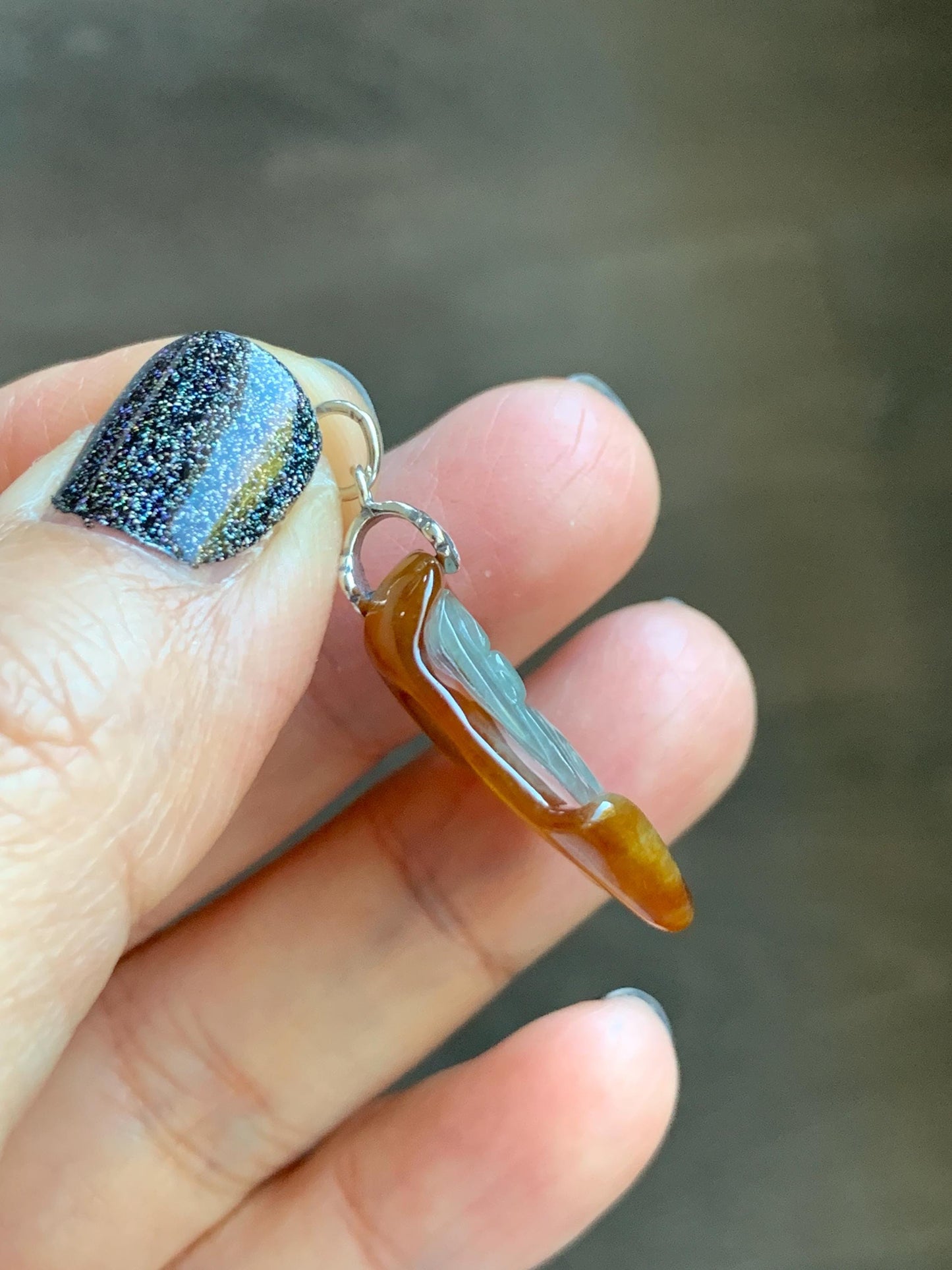 Natural Grade A Bicolored Icy White & Red Highly Translucent Jade Jadeite Carved Wu Dao Pendant Sterling Silver 5g 天然冰油红皮双色翡翠悟道镶嵌吊坠 MHP228