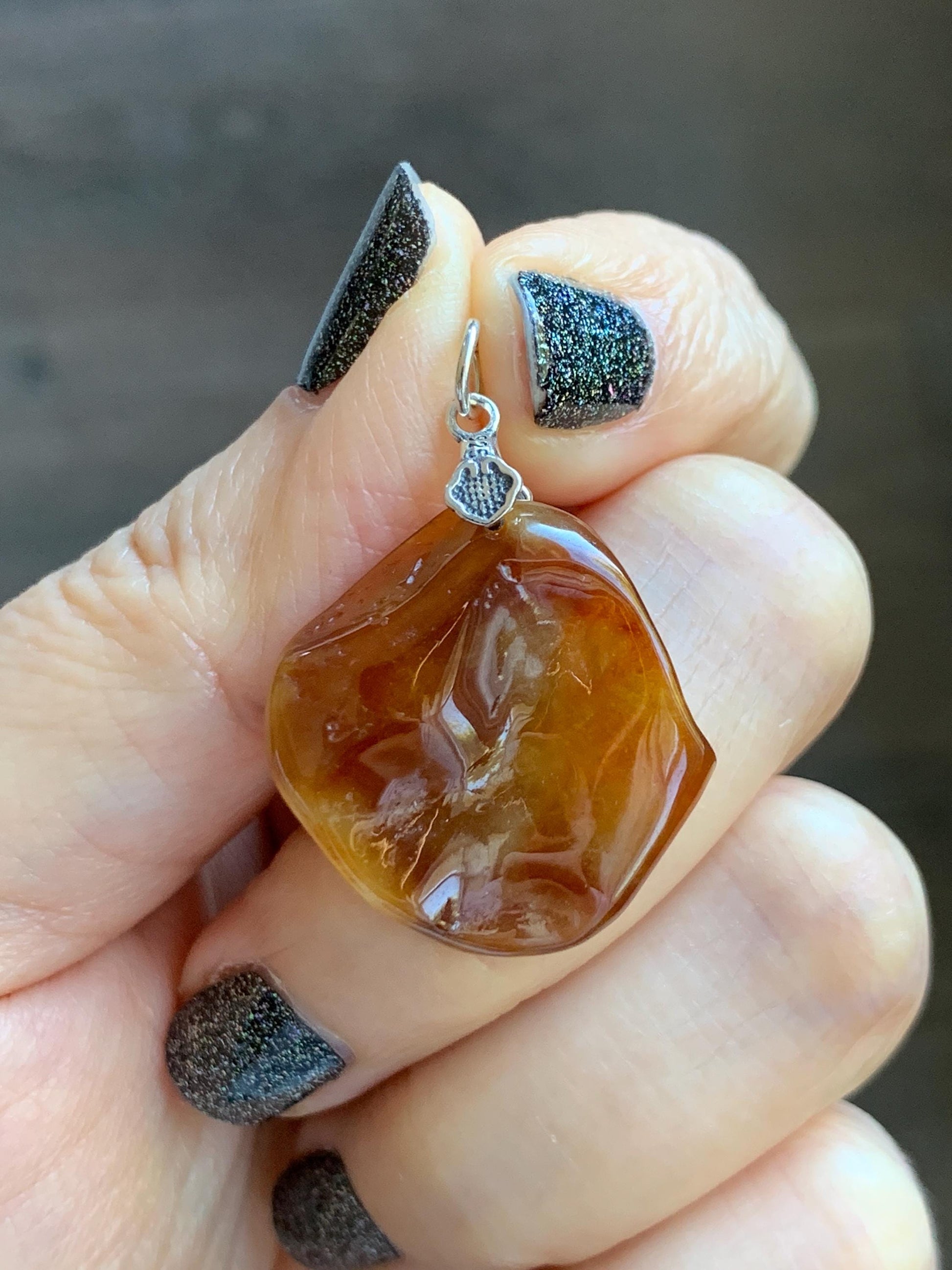 Natural Grade A Bicolored Icy White & Red Highly Translucent Jade Jadeite Carved Wu Dao Pendant Sterling Silver 5g 天然冰油红皮双色翡翠悟道镶嵌吊坠 MHP228