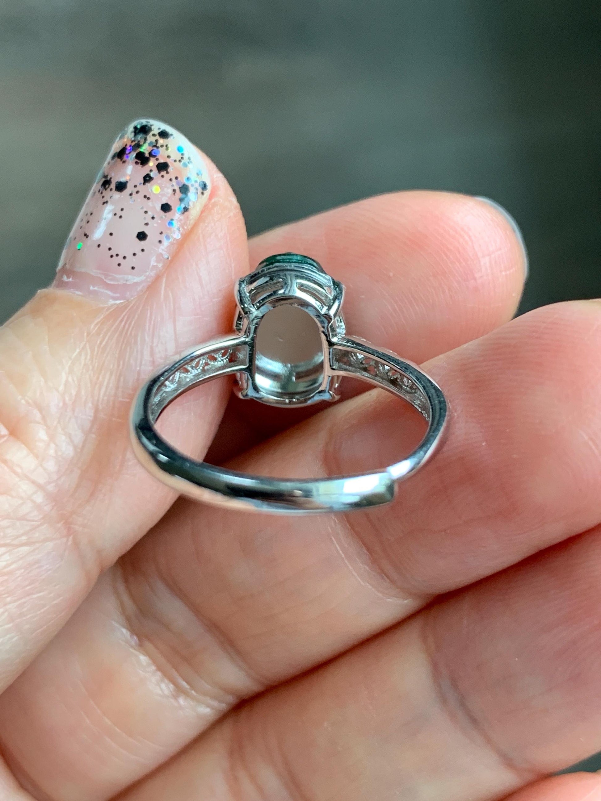 Natural Grade A Guatemalan Icy Translucent Vibrant Green Jade Jadeite Pixiu Ring Sterling Silver Size 7 Adjustable 天然冰危绿翡翠貔貅银镶戒指 WPX110