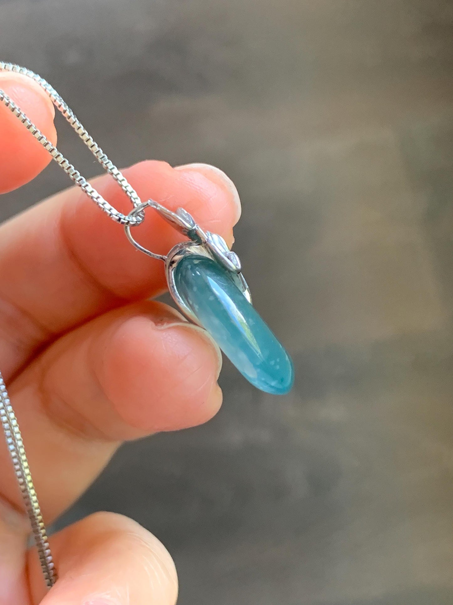 Certified Natural Grade A Guatemalan Icy Translucent Dark Teal Jadeite Ping An Kou Donut Ginkgo Pendant Sterling Silver 天然冰危蓝绿翡翠平安扣吊坠 3767