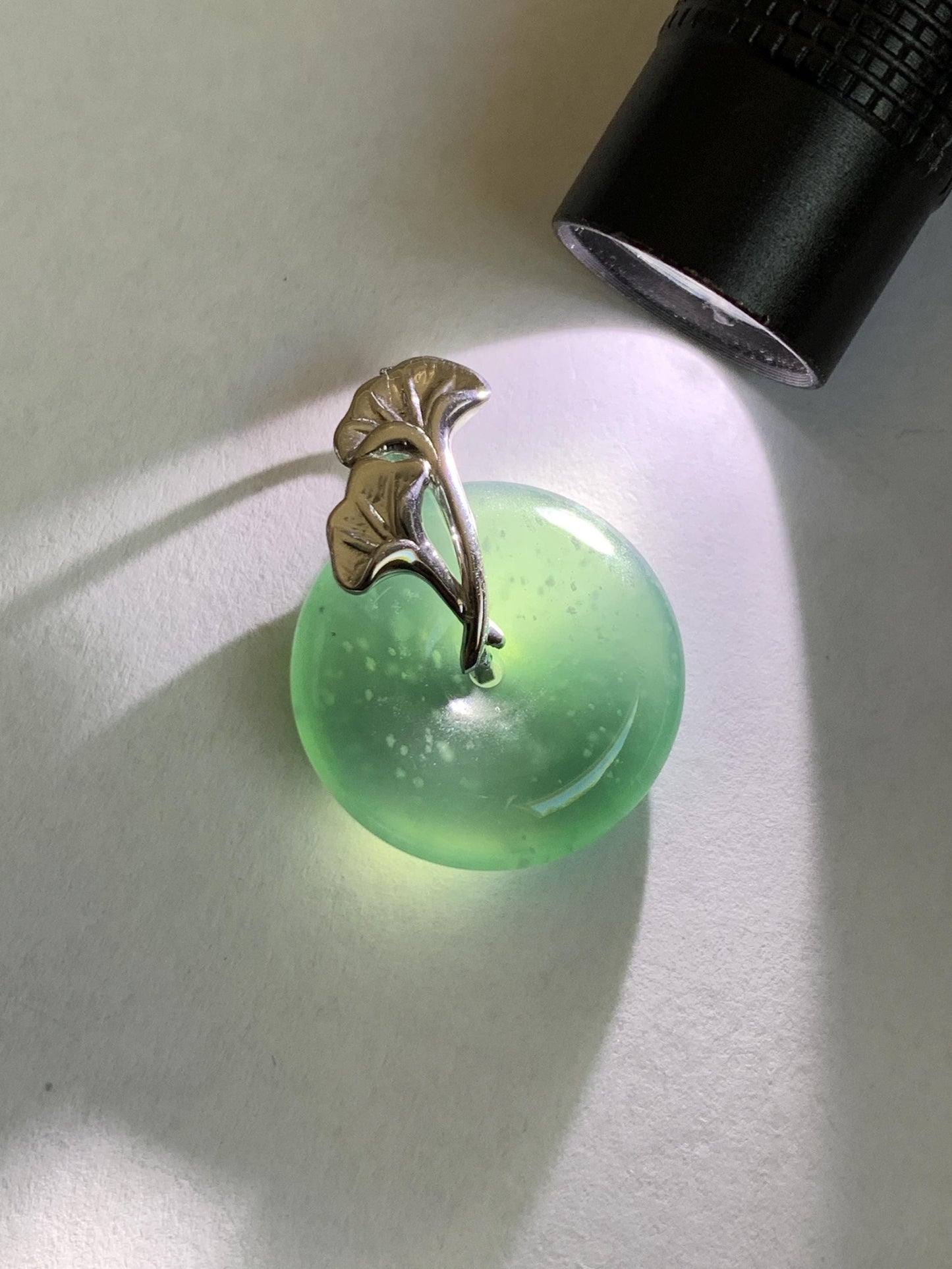 Certified Natural Grade A Guatemalan Icy Translucent Dark Teal Jadeite Ping An Kou Donut Ginkgo Pendant Sterling Silver 天然冰危蓝绿翡翠平安扣吊坠 3767