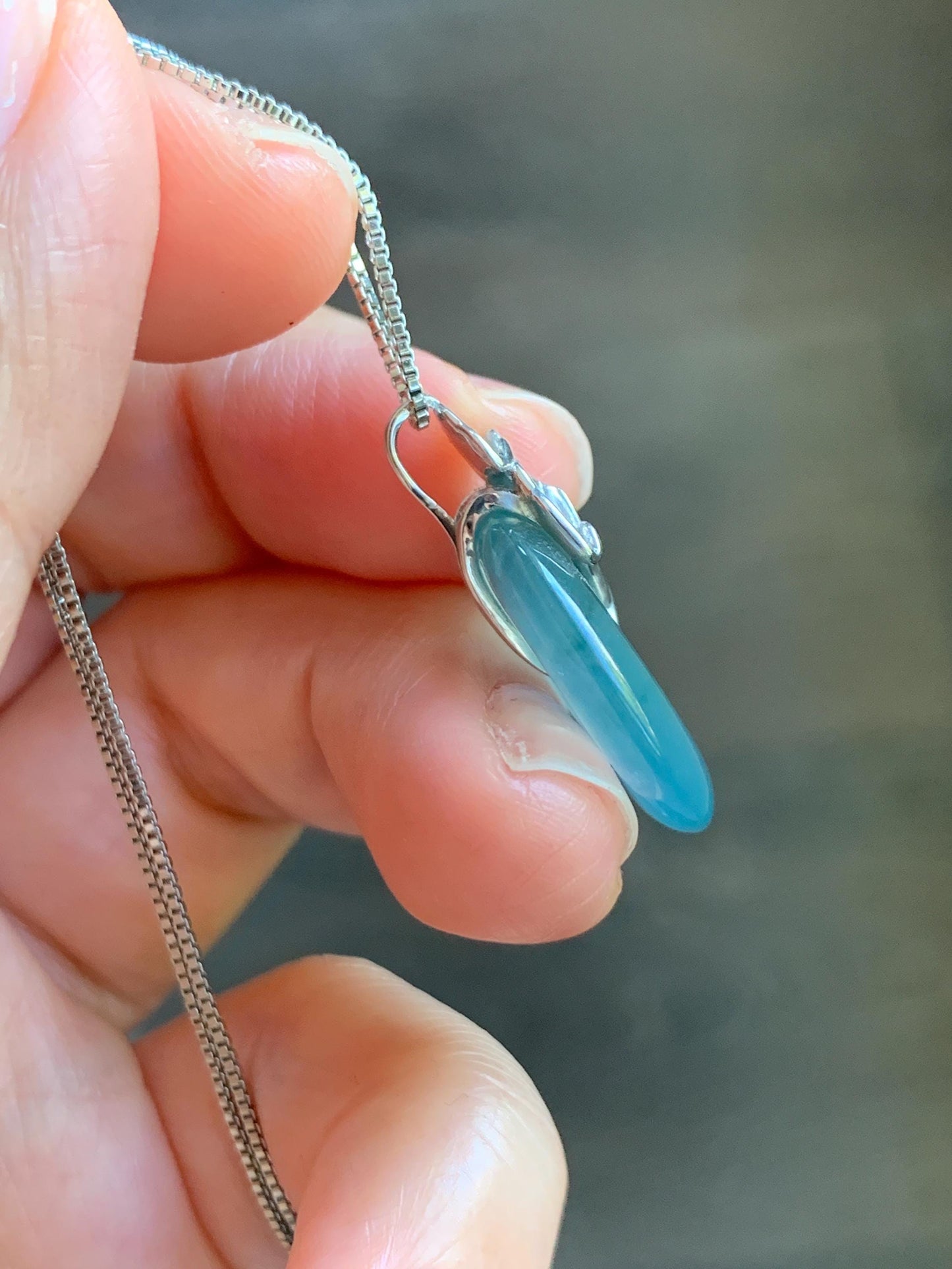 Certified Natural Grade A Guatemalan Icy Translucent Dark Teal Jadeite Ping An Kou Donut Ginkgo Pendant Sterling Silver 天然冰危蓝绿翡翠平安扣吊坠 3764