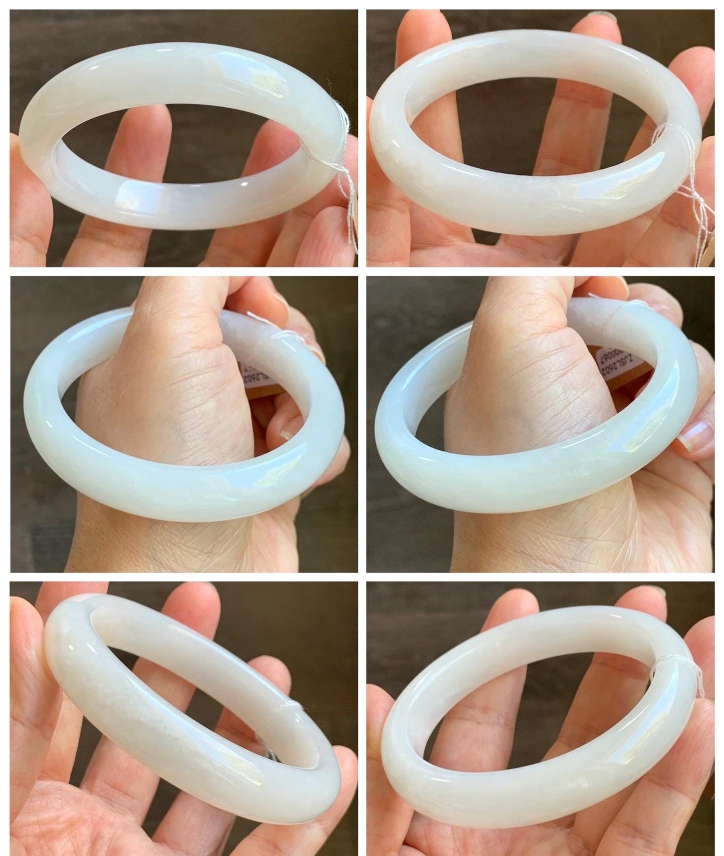 Certified Natural Nephrite Jade Translucent White Bangle Bracelet 57.9mm 7.15” 73g 天然和田玉奶白手镯 067