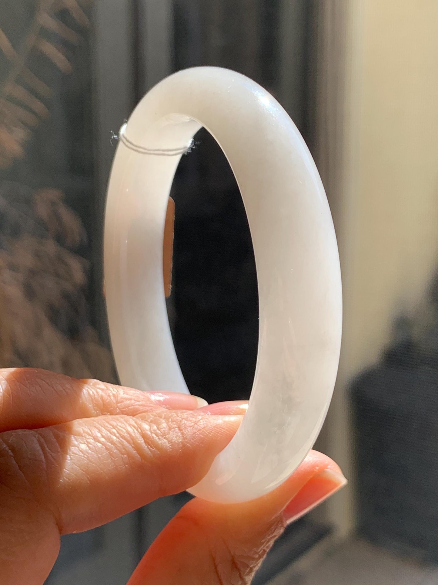 Certified Natural Nephrite Jade Translucent White Bangle Bracelet 57.9mm 7.15” 73g 天然和田玉奶白手镯 067