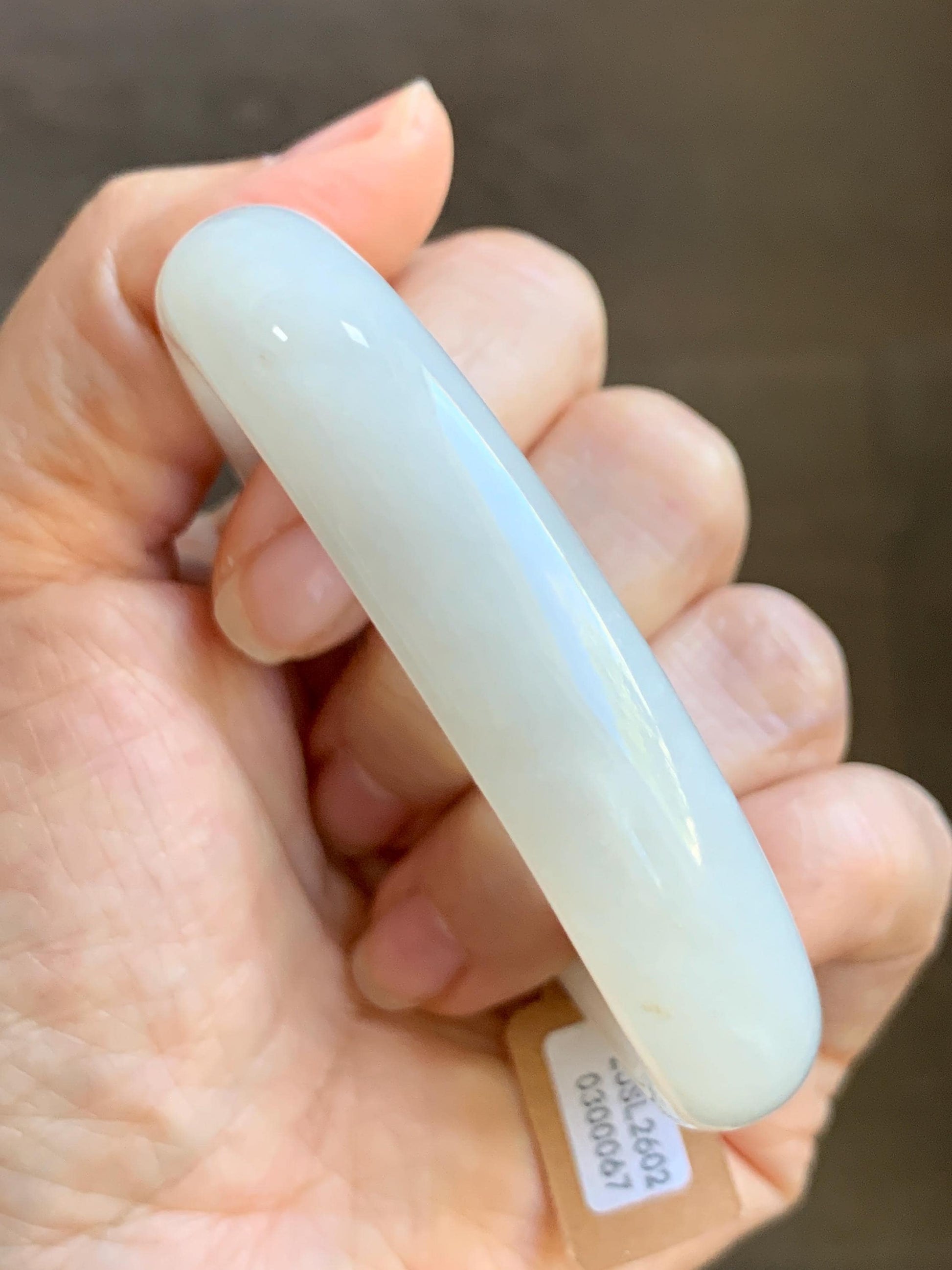 Certified Natural Nephrite Jade Translucent White Bangle Bracelet 57.9mm 7.15” 73g 天然和田玉奶白手镯 067