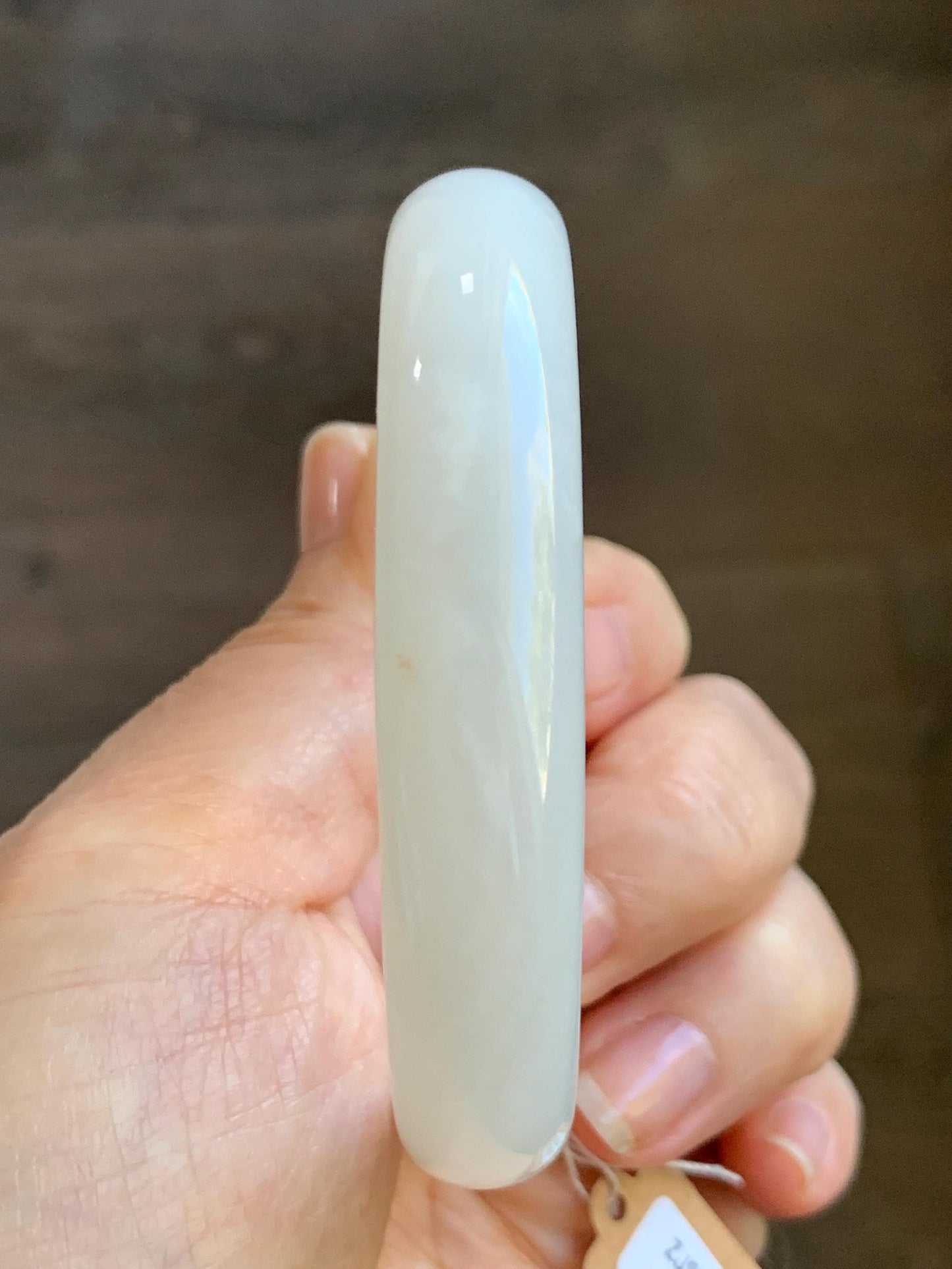 Certified Natural Nephrite Jade Translucent White Bangle Bracelet 57.9mm 7.15” 73g 天然和田玉奶白手镯 067