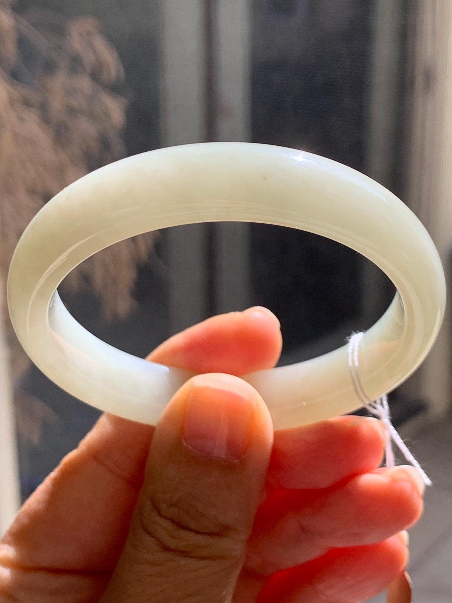 Certified Natural Nephrite Jade Translucent Dusty Dark Beige Bangle Bracelet 53.3mm 6.6” 58g 天然和田玉暗冰糖色手镯 065