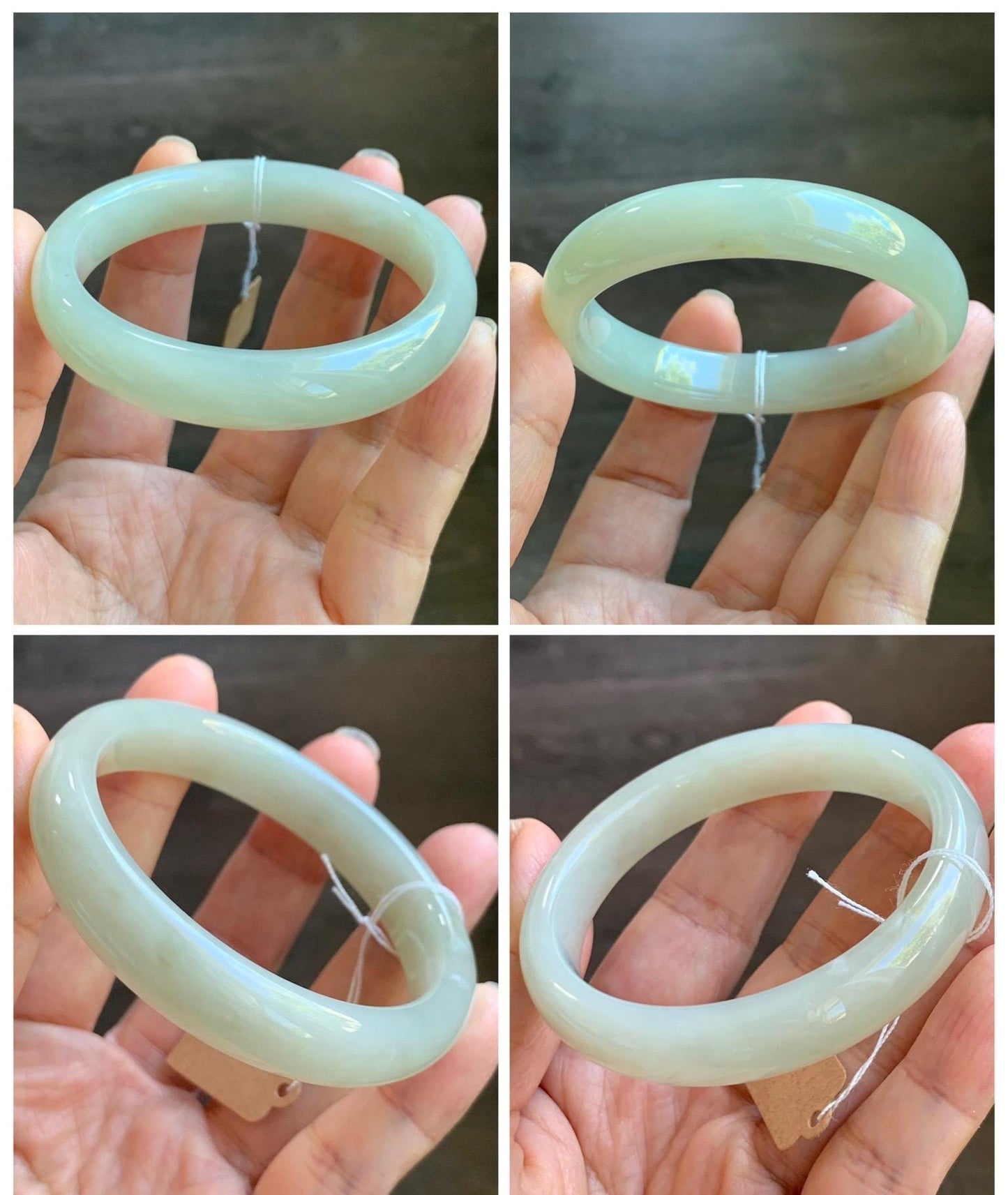 Certified Natural Nephrite Jade Translucent Dusty Dark Beige Bangle Bracelet 53.3mm 6.6” 58g 天然和田玉暗冰糖色手镯 065