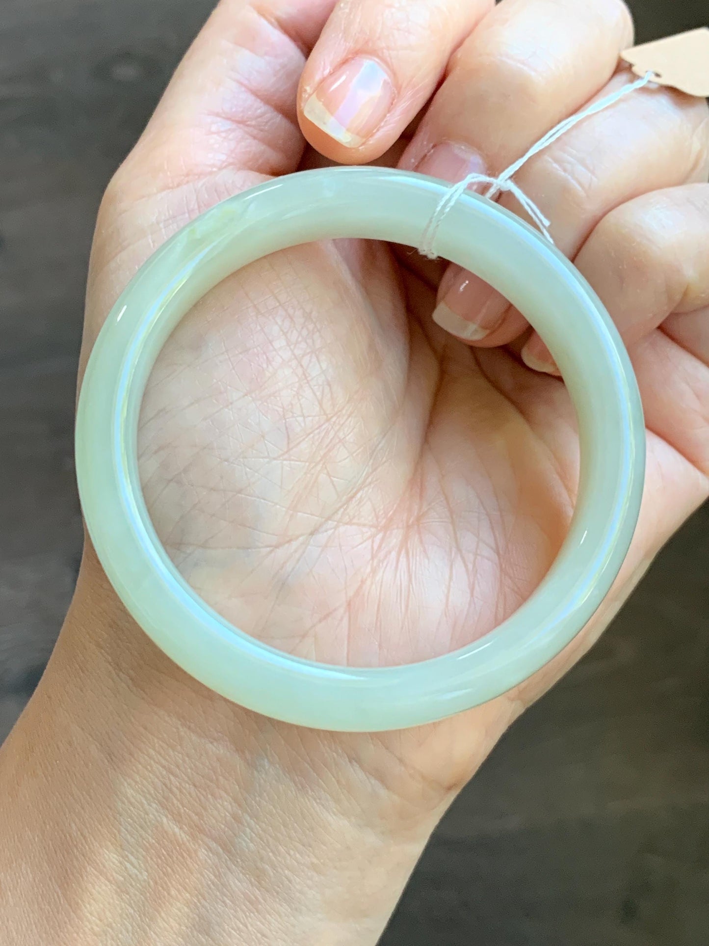 Certified Natural Nephrite Jade Translucent Dusty Dark Beige Bangle Bracelet 53.3mm 6.6” 58g 天然和田玉暗冰糖色手镯 065