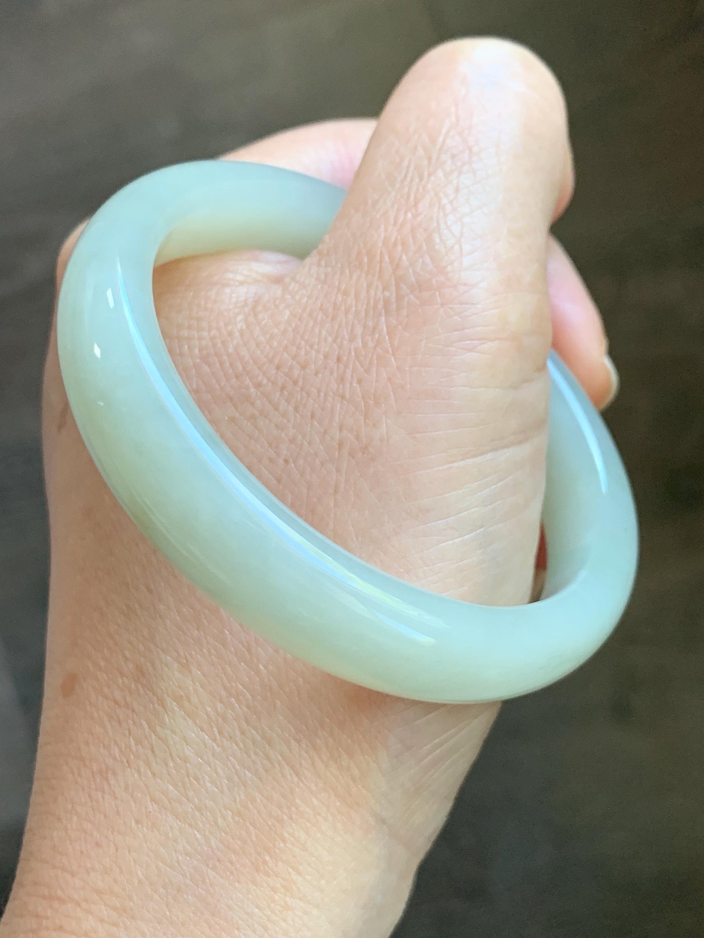 Certified Natural Nephrite Jade Translucent Dusty Dark Beige Bangle Bracelet 53.3mm 6.6” 58g 天然和田玉暗冰糖色手镯 065