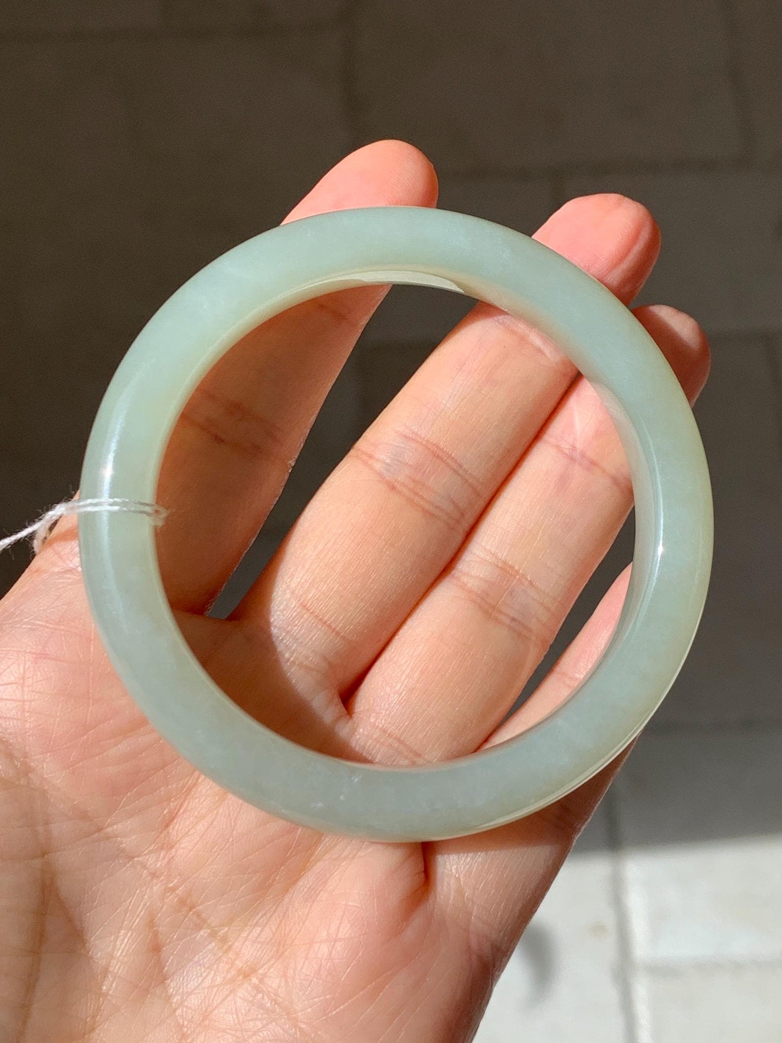 Certified Natural Nephrite Jade Translucent Dusty Dark Beige Bangle Bracelet 55.95mm 6.9” 67g 天然和田玉暗冰糖色手镯 064