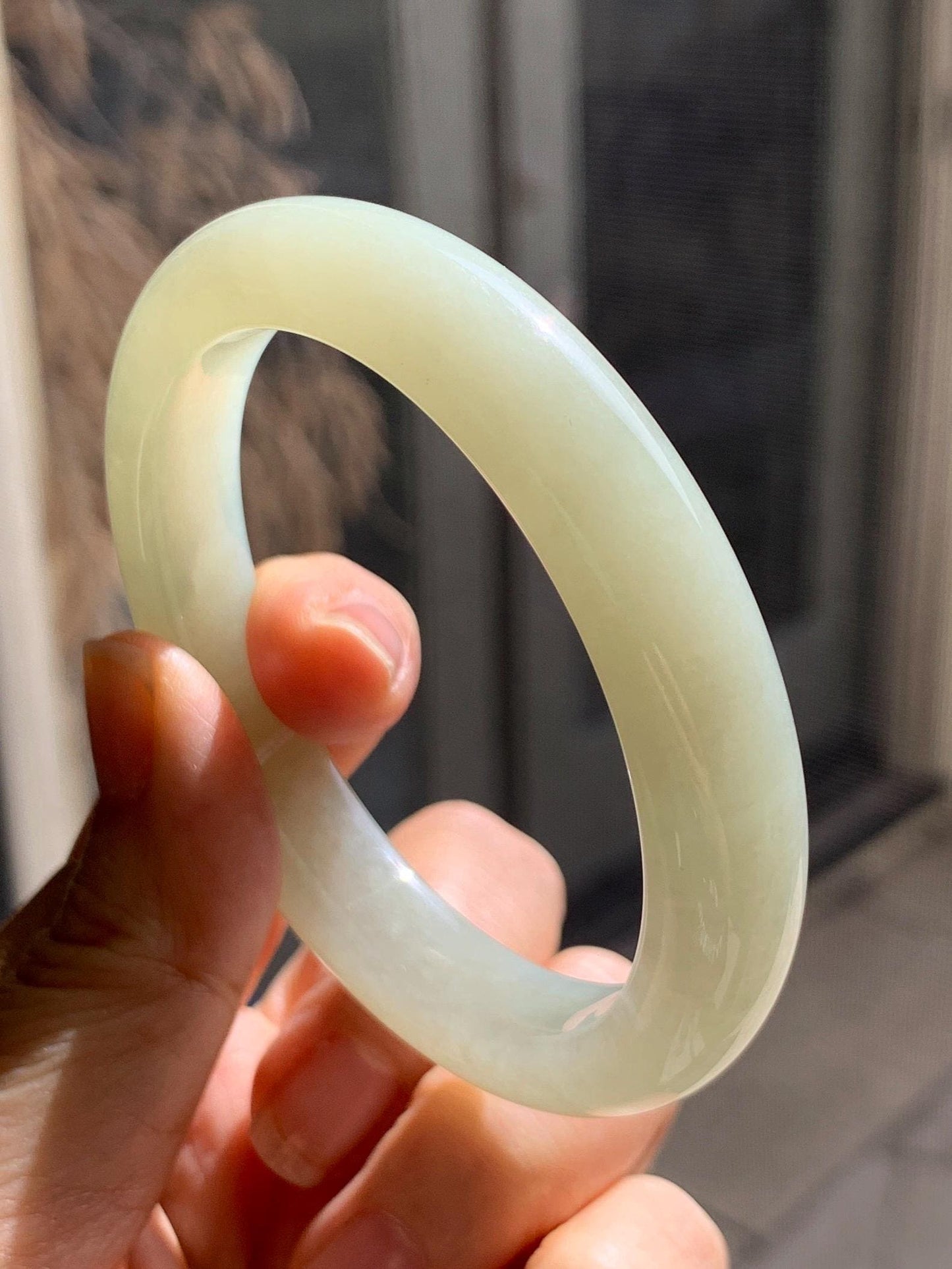 Certified Natural Nephrite Jade Translucent Dusty Dark Beige Bangle Bracelet 55.95mm 6.9” 67g 天然和田玉暗冰糖色手镯 064