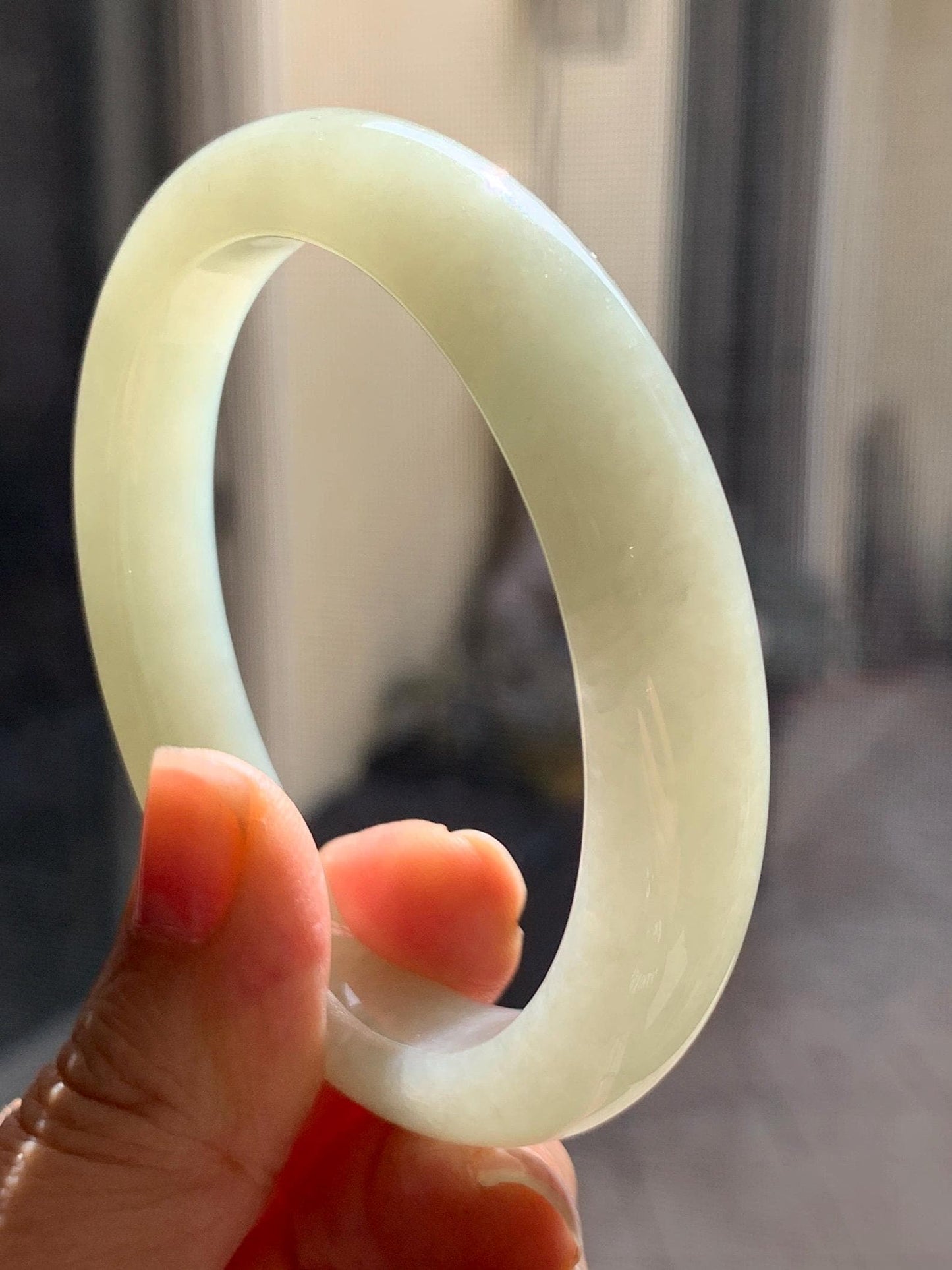 Certified Natural Nephrite Jade Translucent Dusty Dark Beige Bangle Bracelet 55.95mm 6.9” 67g 天然和田玉暗冰糖色手镯 064