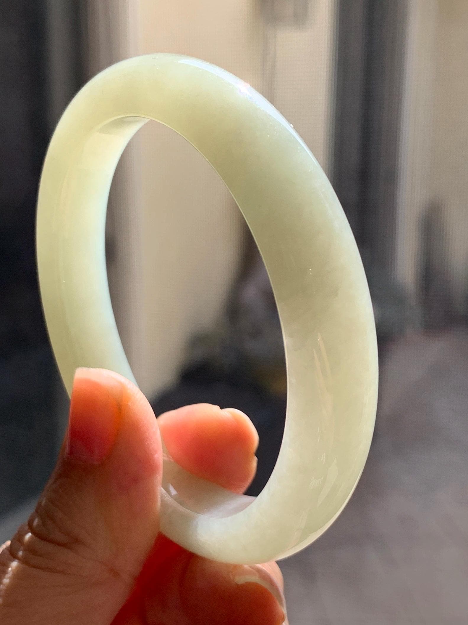 Certified Natural Nephrite Jade Translucent Dusty Dark Beige Bangle Bracelet 55.95mm 6.9” 67g 天然和田玉暗冰糖色手镯 064