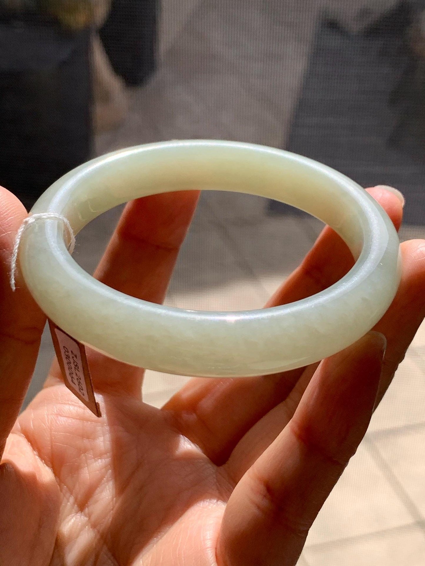 Certified Natural Nephrite Jade Translucent Dusty Dark Beige Bangle Bracelet 55.95mm 6.9” 67g 天然和田玉暗冰糖色手镯 064