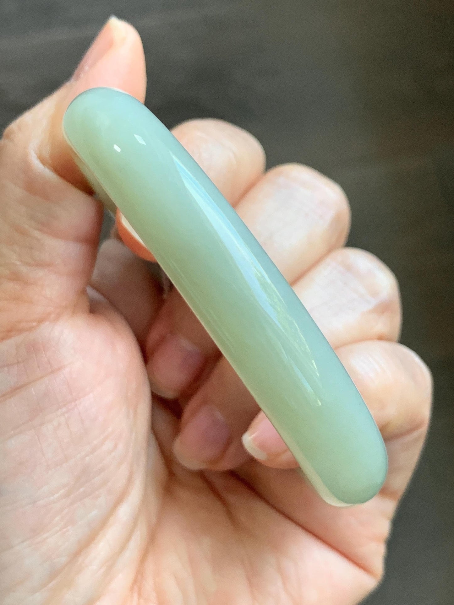 Certified Natural Nephrite Jade Translucent Dusty Dark Beige Bangle Bracelet 55.95mm 6.9” 67g 天然和田玉暗冰糖色手镯 064