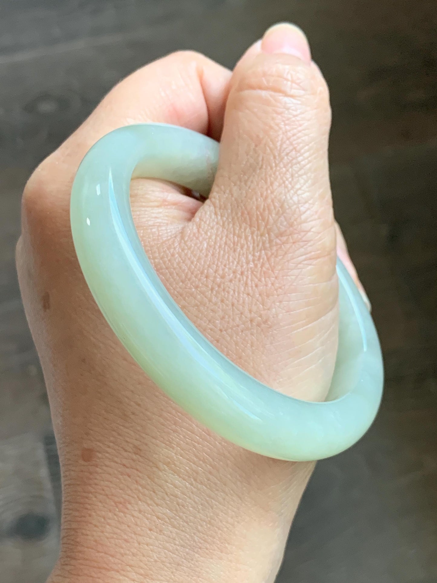 Certified Natural Nephrite Jade Translucent Dusty Dark Beige Bangle Bracelet 55.95mm 6.9” 67g 天然和田玉暗冰糖色手镯 064