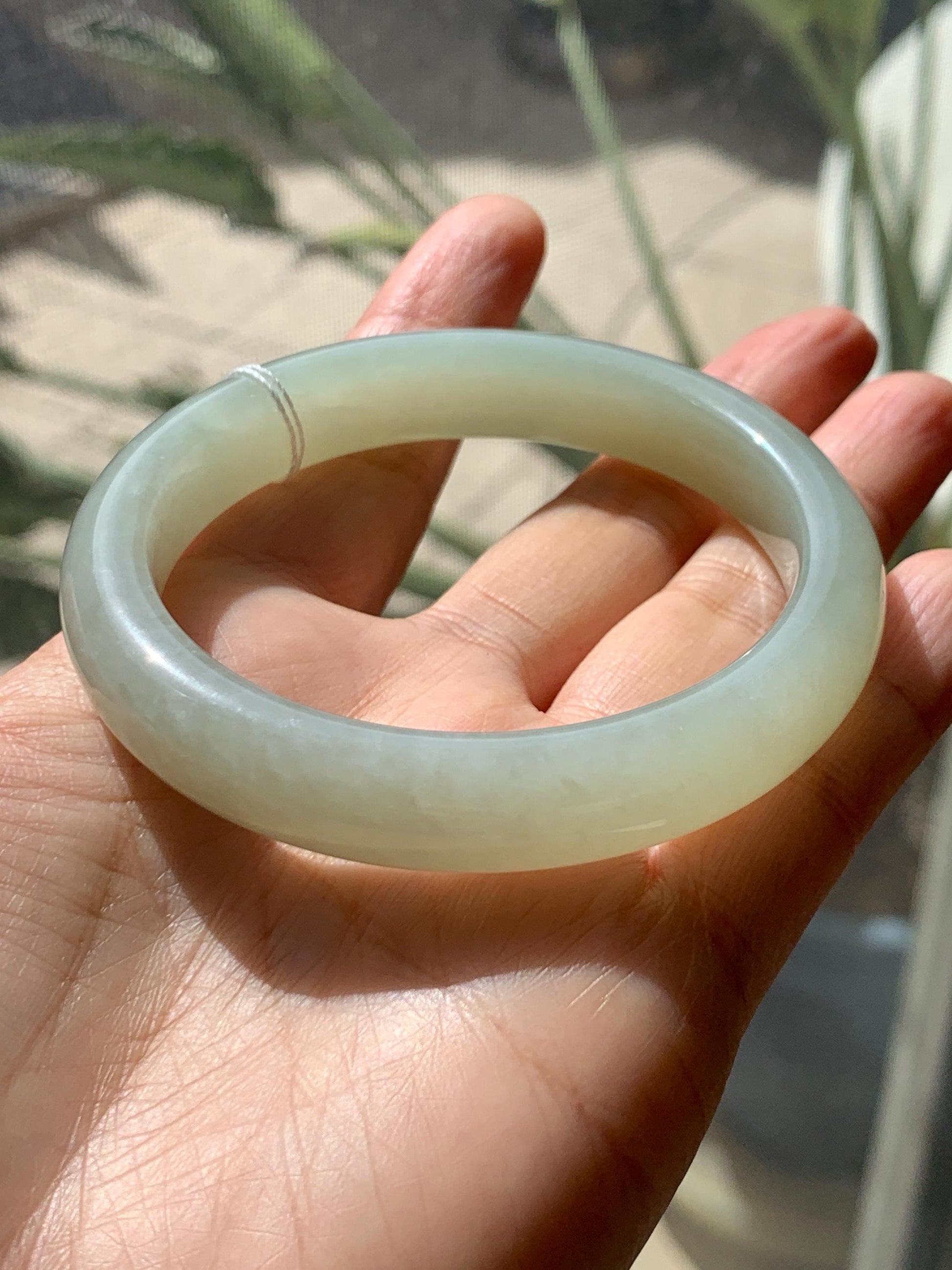 Certified Natural Nephrite Jade Translucent Dusty Dark Beige Bangle Bracelet 55.95mm 6.9” 67g 天然和田玉暗冰糖色手镯 064