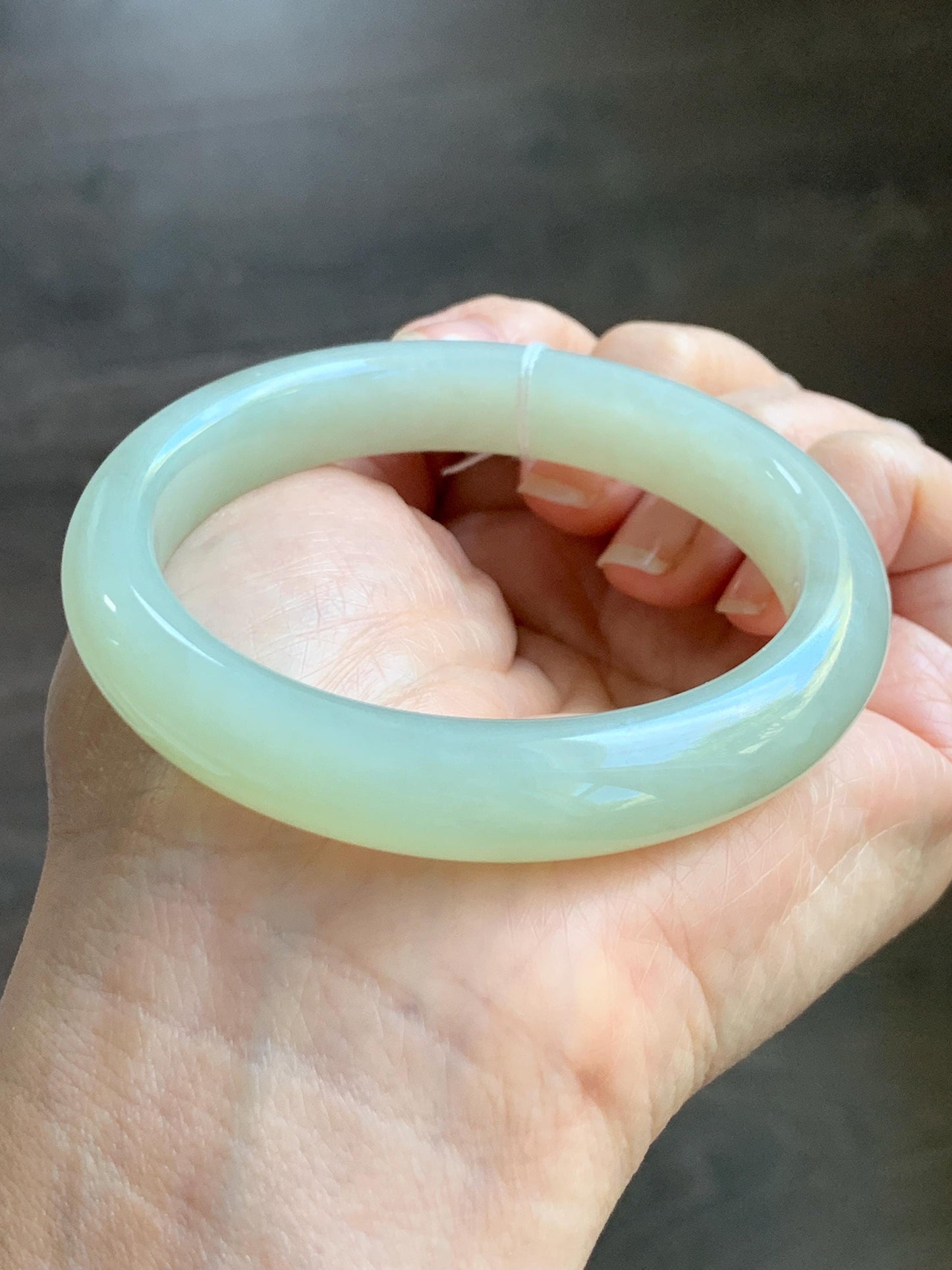 Certified Natural Nephrite Jade Translucent Dusty Dark Beige Bangle Bracelet 55.95mm 6.9” 67g 天然和田玉暗冰糖色手镯 064