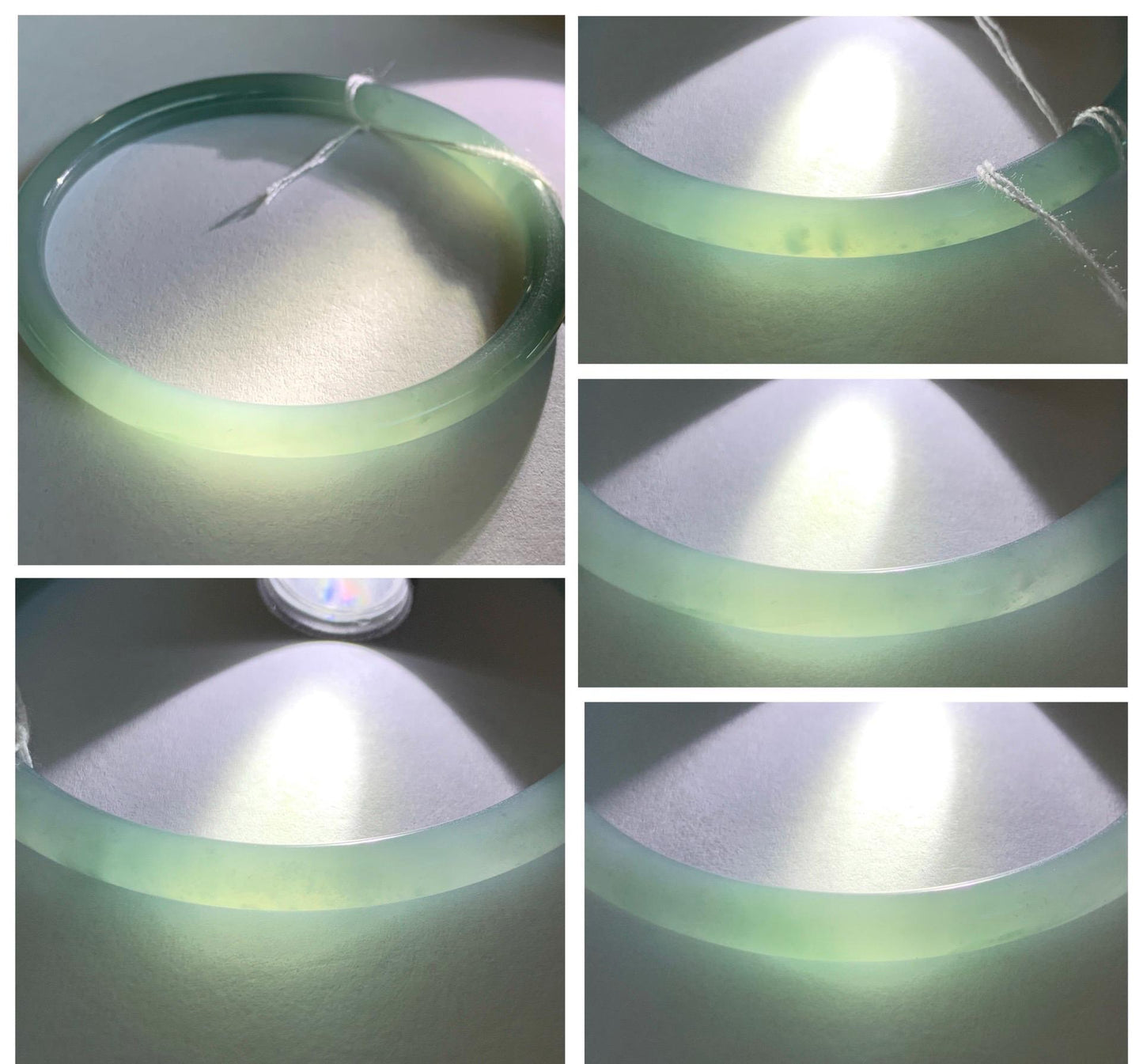 Certified Natural Grade A Guatemalan Icy Translucent Light Dusty Teal Blue Jade Jadeite Bangle Bracelet 57.67mm 7.13" 天然冰危浅蓝绿翡翠圆条手镯 079