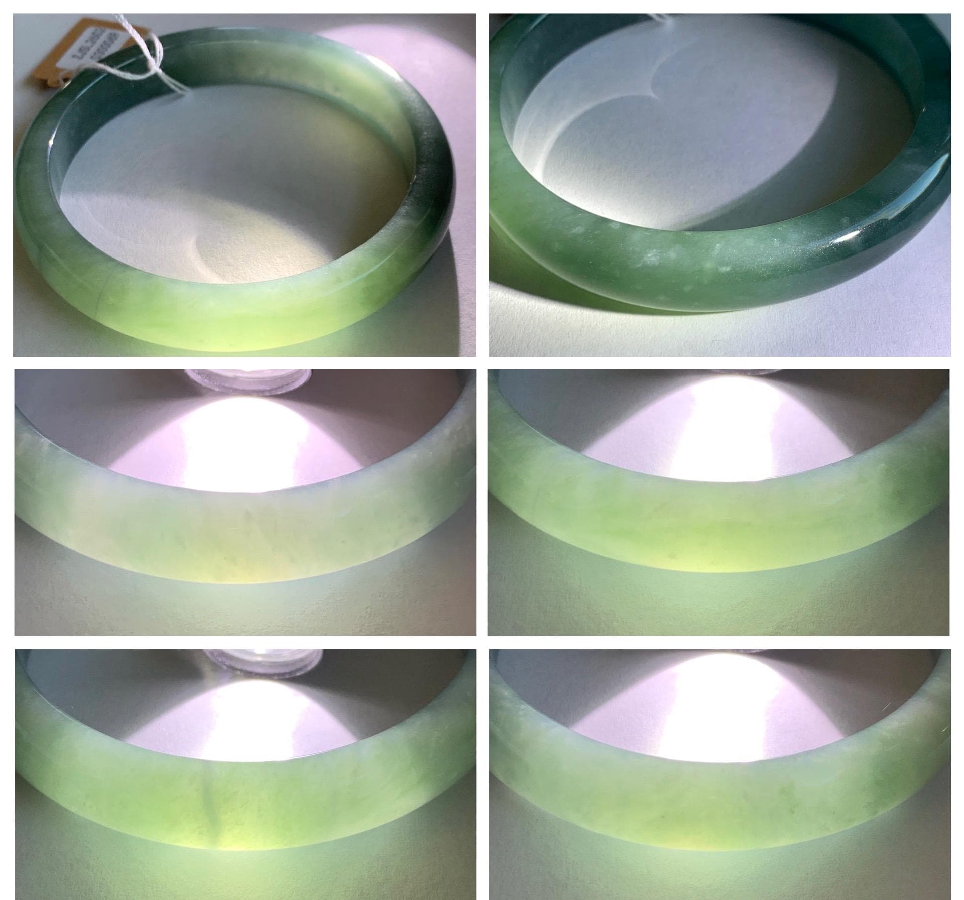 Certified Natural Grade A Guatemalan Icy Translucent Dark Teal Green Jade Jadeite Wide Bangle 53.39mm 6.6” 34.52g 天然冰危蓝绿翡翠正圈宽版手镯 069