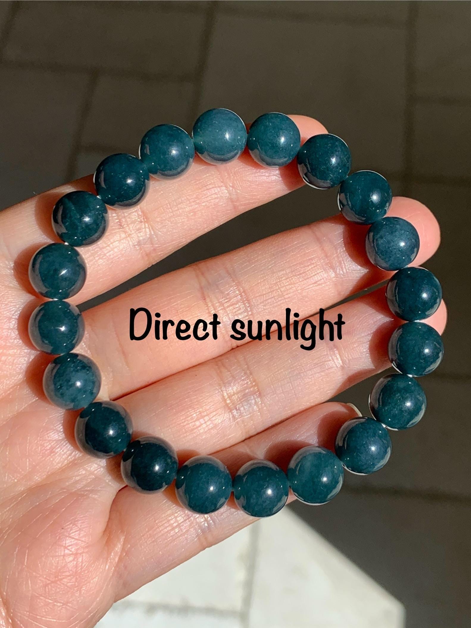 Natural Grade A Guatemalan Icy Translucent Dark Aegean Blue Jade Jadeite Beaded Bracelet 9.8mm 7.25” 33g 天然冰危深牛仔蓝翡翠圆珠手串 NZL220