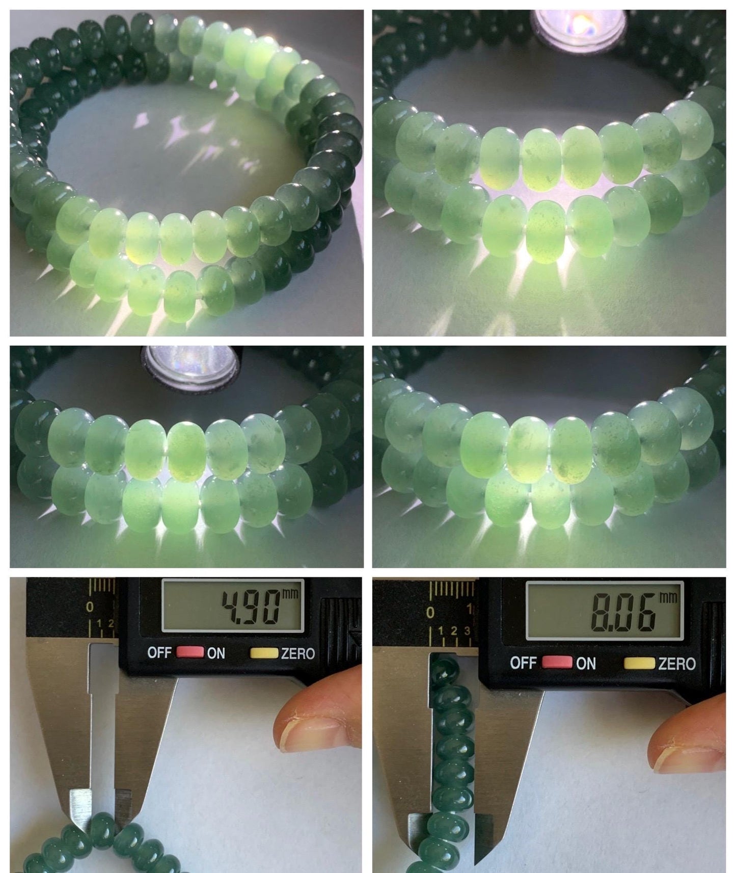 Natural Grade A Guatemalan Icy Translucent Dusty Teal Green Jade Jadeite Drum Beads Beaded Bracelet Stretchy 6.75” 22g 天然冰危蓝绿翡翠鼓珠手串 WAL480