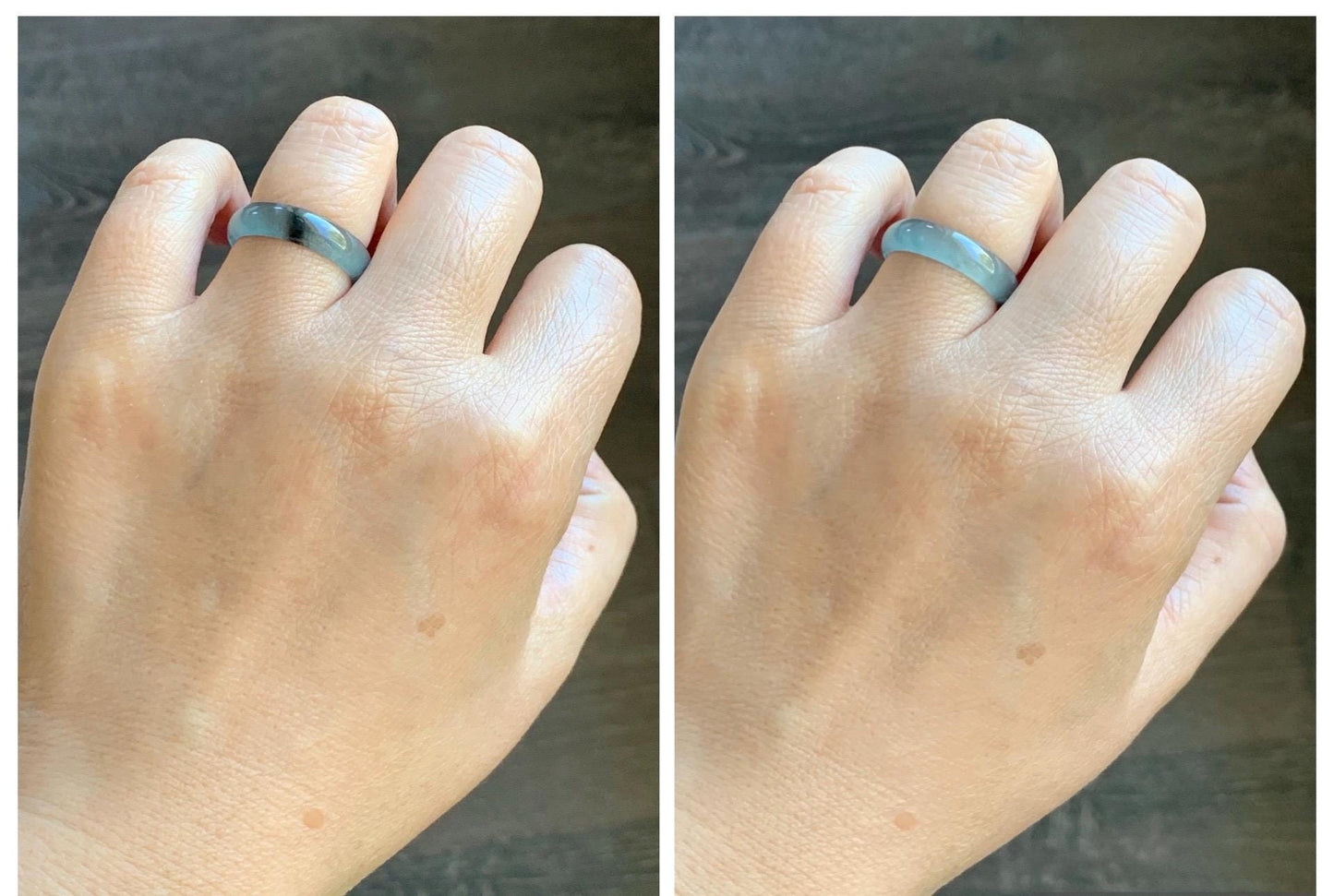 Natural Grade A Guatemalan Icy Highly Translucent Light Blue Wuji Jade Jadeite Band Ring Size 7.75 US 天然冰胶危淡蓝乌鸡翡翠戒圈 GWW330E