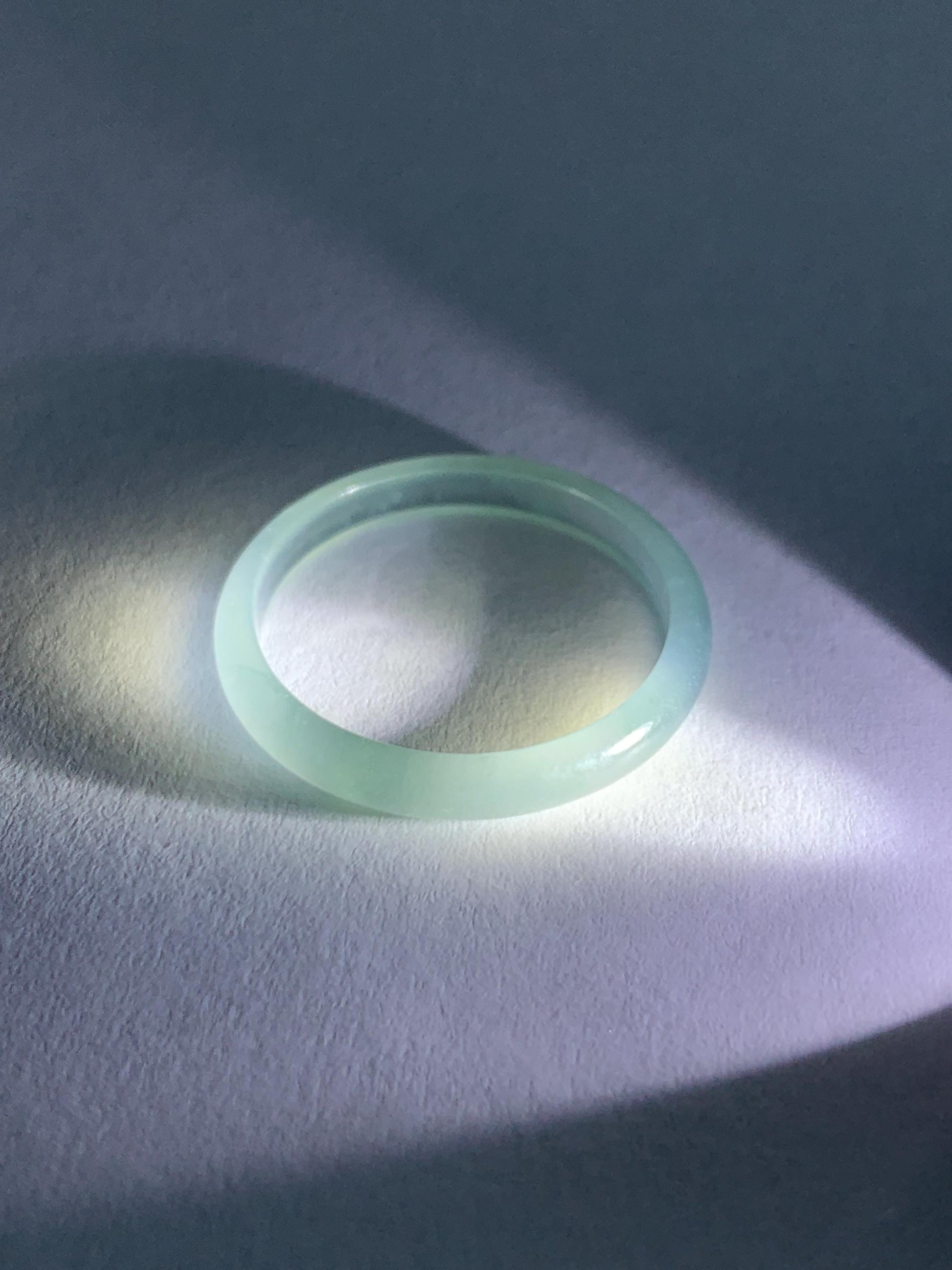 Natural Grade A Guatemalan Icy Highly Translucent Pastel Blue Jade Jadeite Band Ring Size 8.75 US 天然冰危淡蓝起光翡翠戒圈 XWL55B