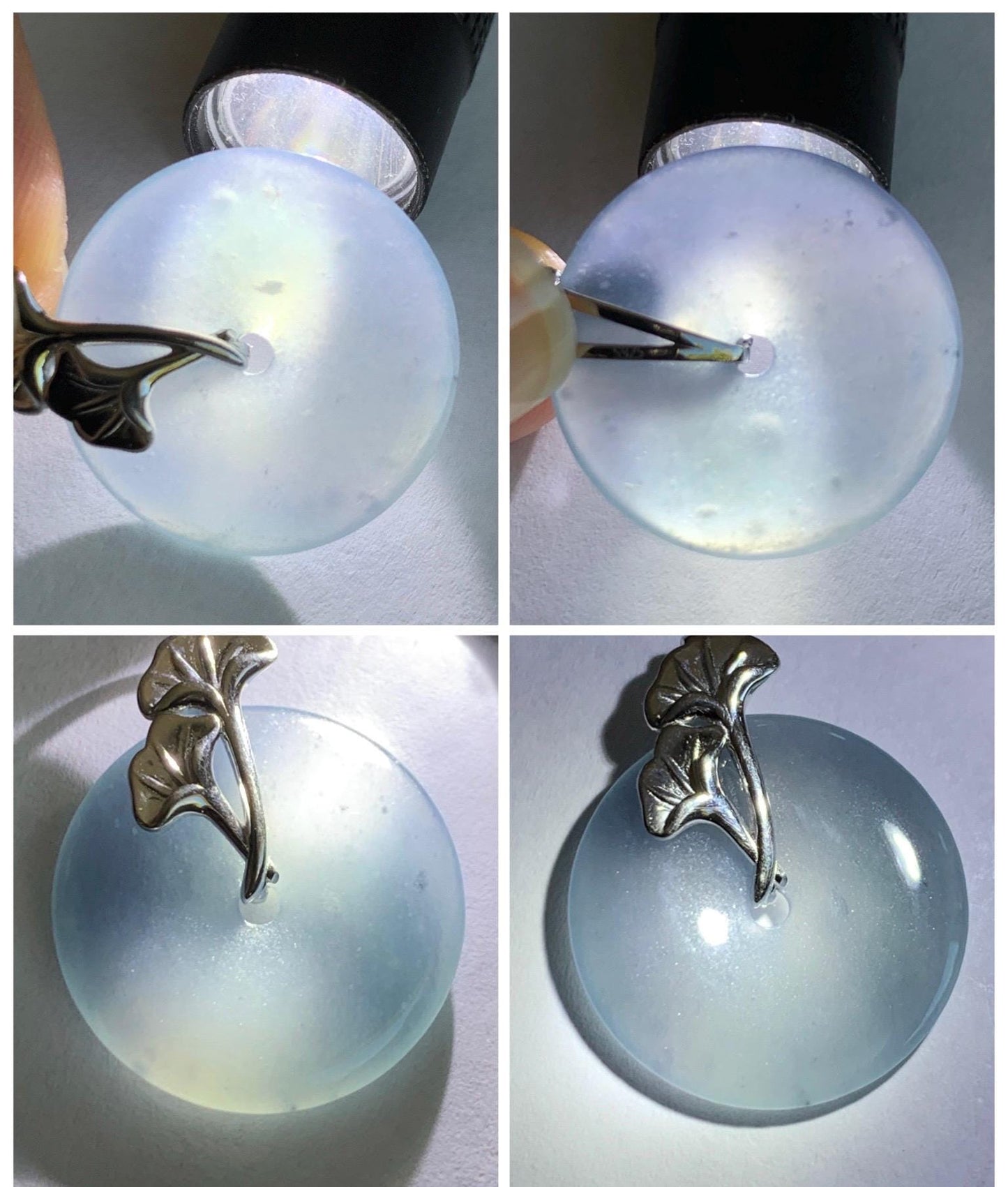 Certified Natural Grade A Guatemalan Icy Translucent Purple Blue Jadeite Ping An Kou Donut Ginkgo Pendant Sterling Silver 天然冰危紫翡翠平安扣吊坠 488