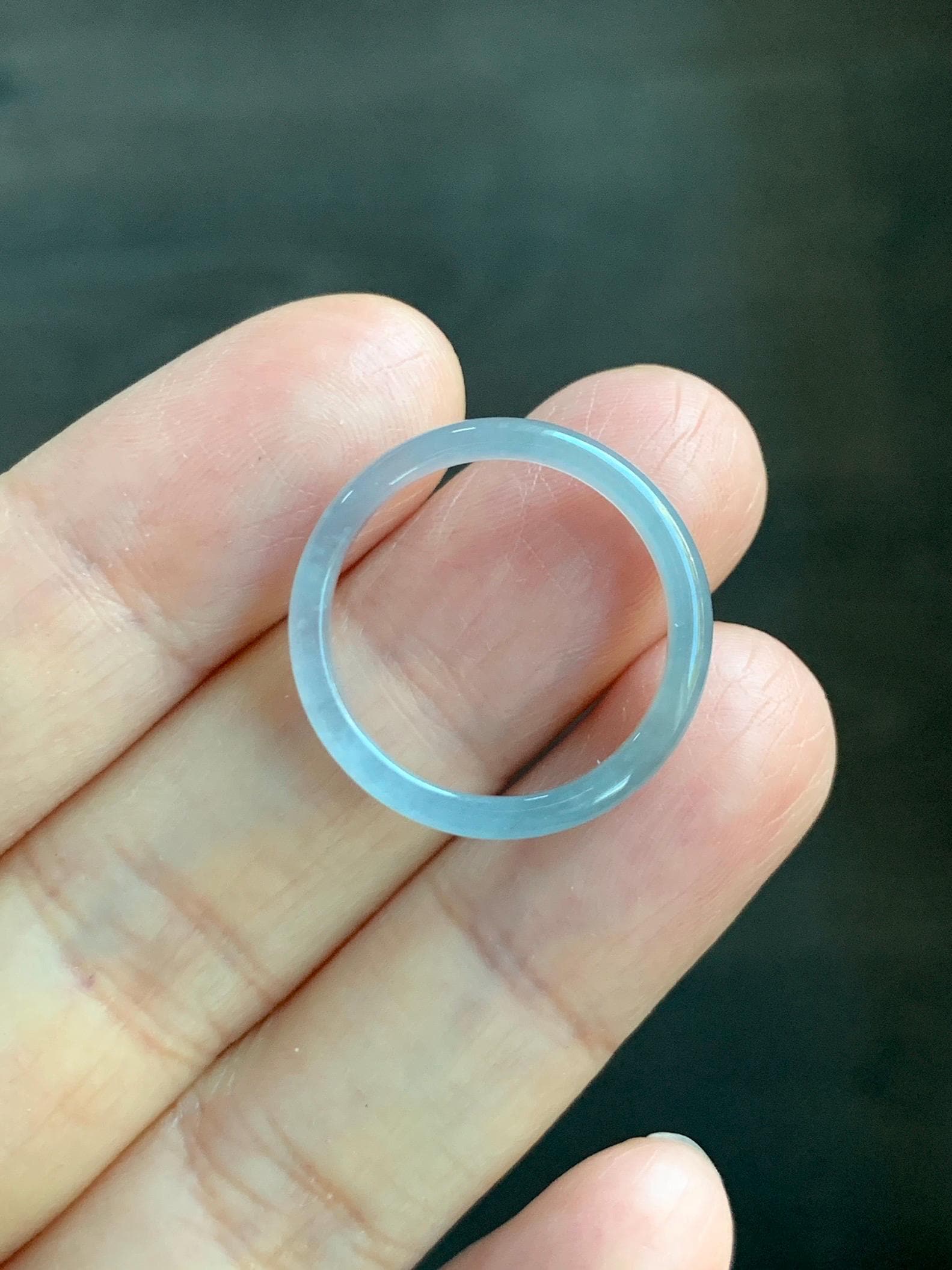 Natural Grade A Guatemalan Icy Highly Translucent Pastel Blue Jade Jadeite Band Ring Size 8 US 天然冰危起光浅蓝翡翠戒圈 QWZ150A