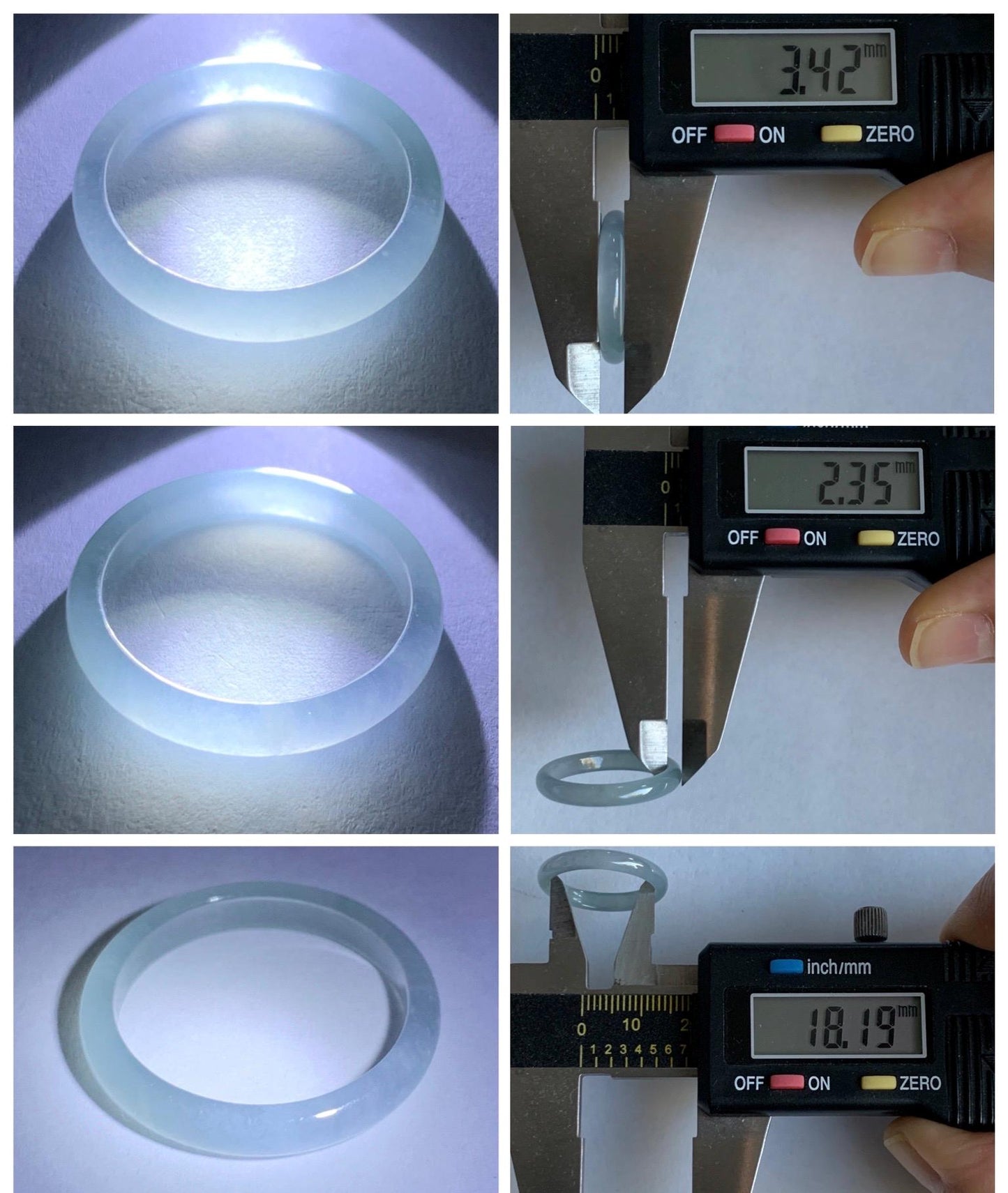 Natural Grade A Guatemalan Icy Highly Translucent Pastel Blue Jade Jadeite Band Ring Size 8 US 天然冰危起光浅蓝翡翠戒圈 QWZ150A