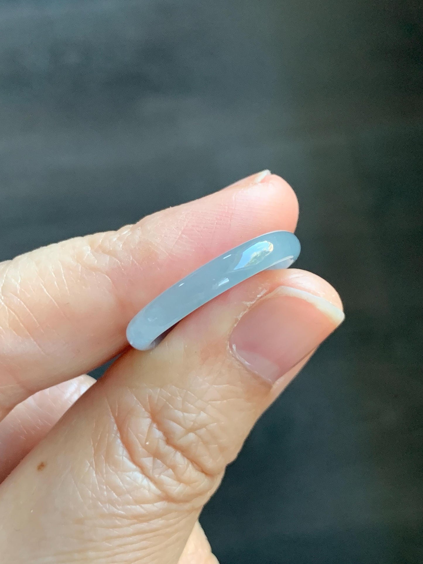 Natural Grade A Guatemalan Icy Highly Translucent Pastel Blue Jade Jadeite Band Ring Size 8 US 天然冰危起光浅蓝翡翠戒圈 QWZ150A