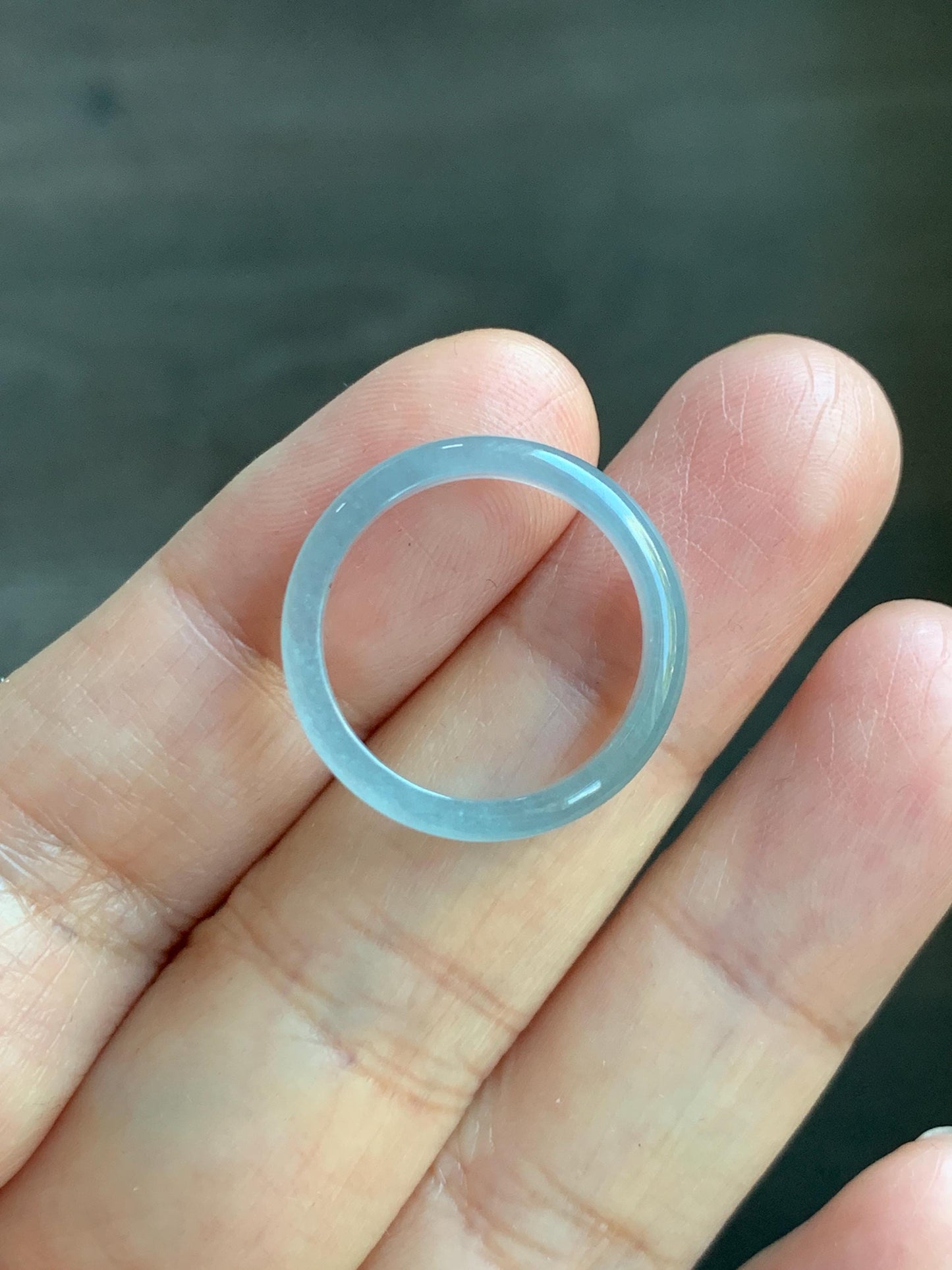 Natural Grade A Guatemalan Icy Highly Translucent Pastel Blue Jade Jadeite Band Ring Size 6.5 US 天然冰危起光浅蓝翡翠戒圈 QWZ150B
