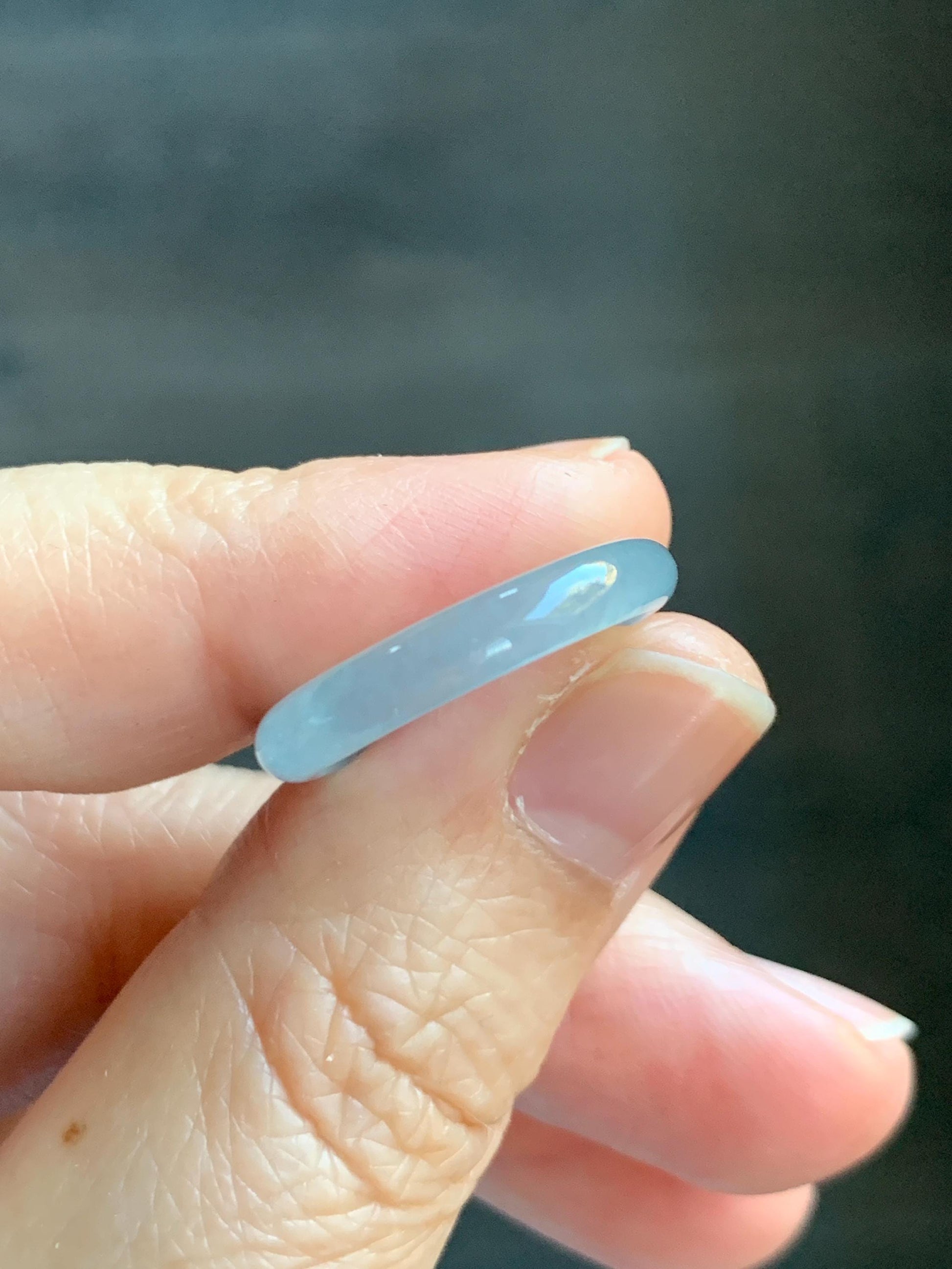Natural Grade A Guatemalan Icy Highly Translucent Pastel Blue Jade Jadeite Band Ring Size 6.5 US 天然冰危起光浅蓝翡翠戒圈 QWZ150B