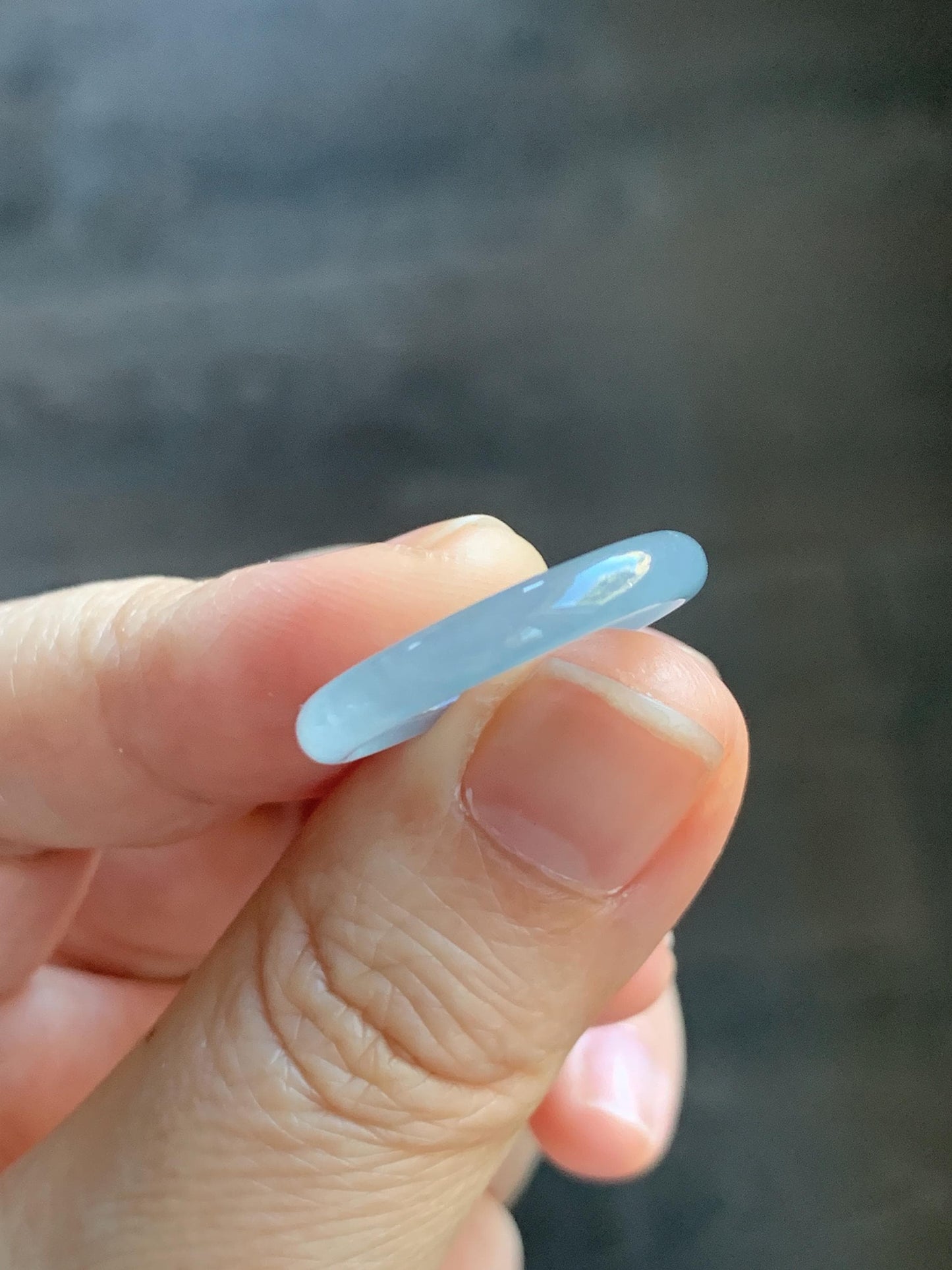 Natural Grade A Guatemalan Icy Highly Translucent Pastel Blue Jade Jadeite Band Ring Size 7.75 US 天然冰危起光浅蓝翡翠戒圈 QWZ150C