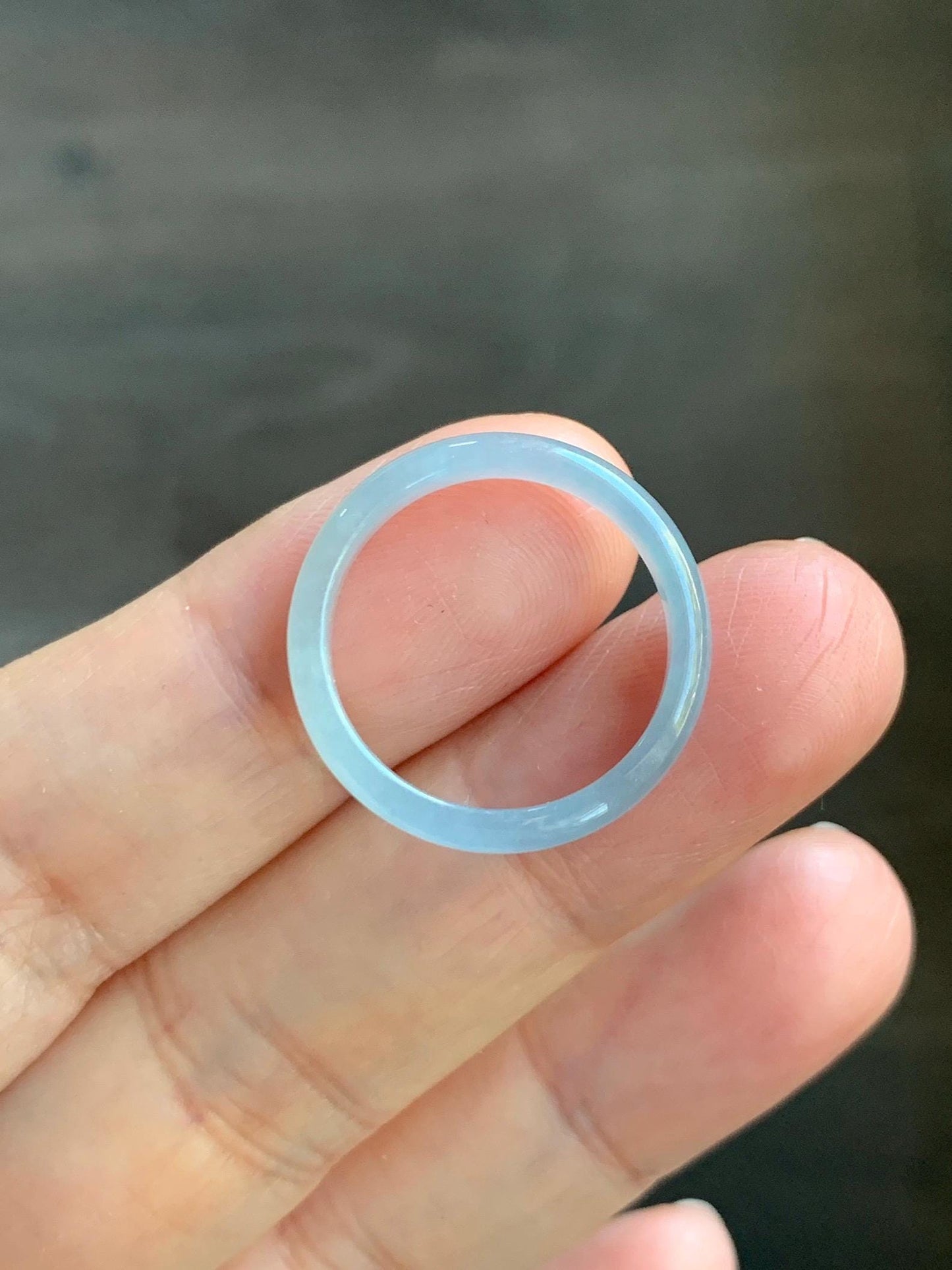 Natural Grade A Guatemalan Icy Highly Translucent Pastel Blue Jade Jadeite Band Ring Size 7.75 US 天然冰危起光浅蓝翡翠戒圈 QWZ150C